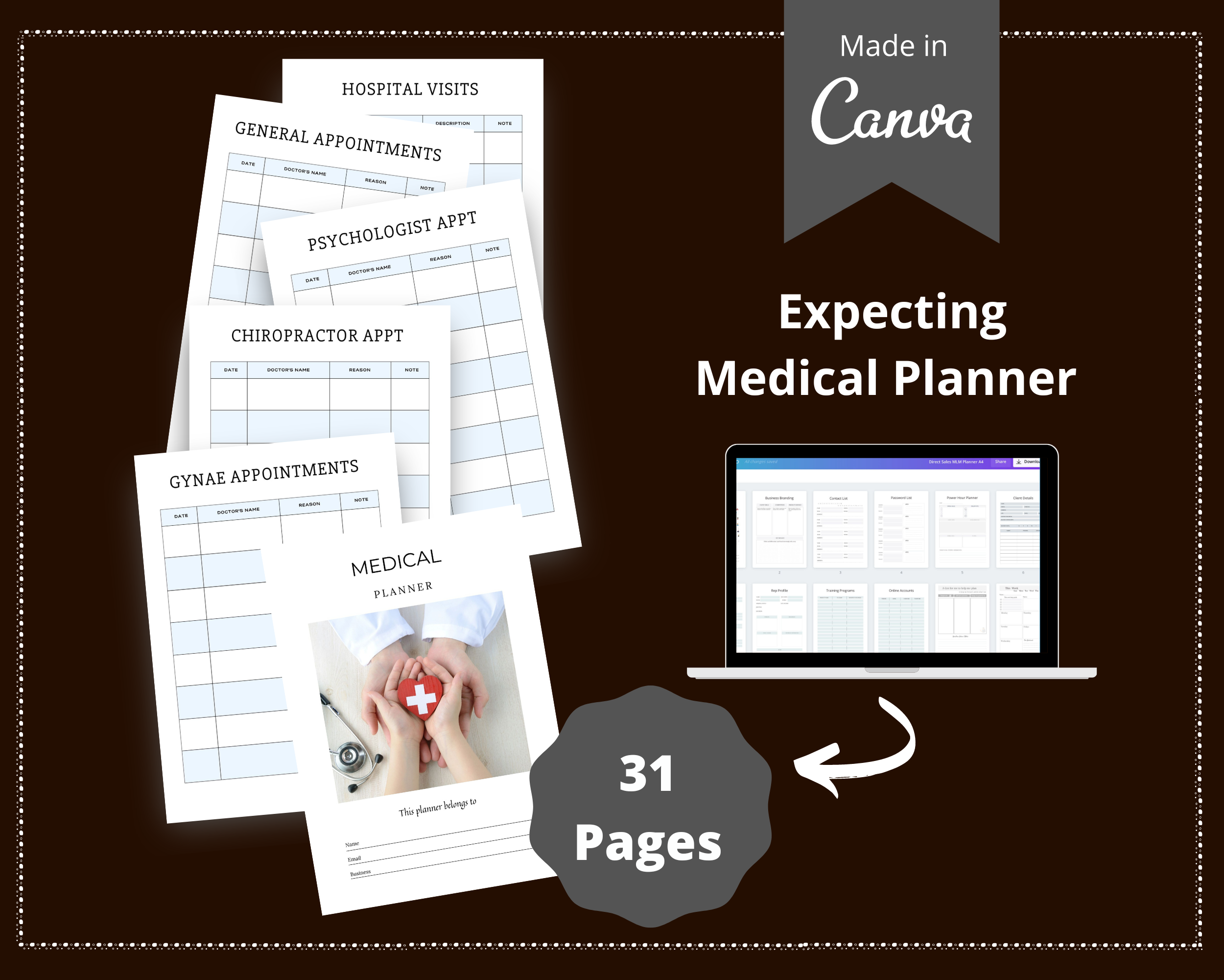 Editable Medical Planner in Canva | Commercial Use