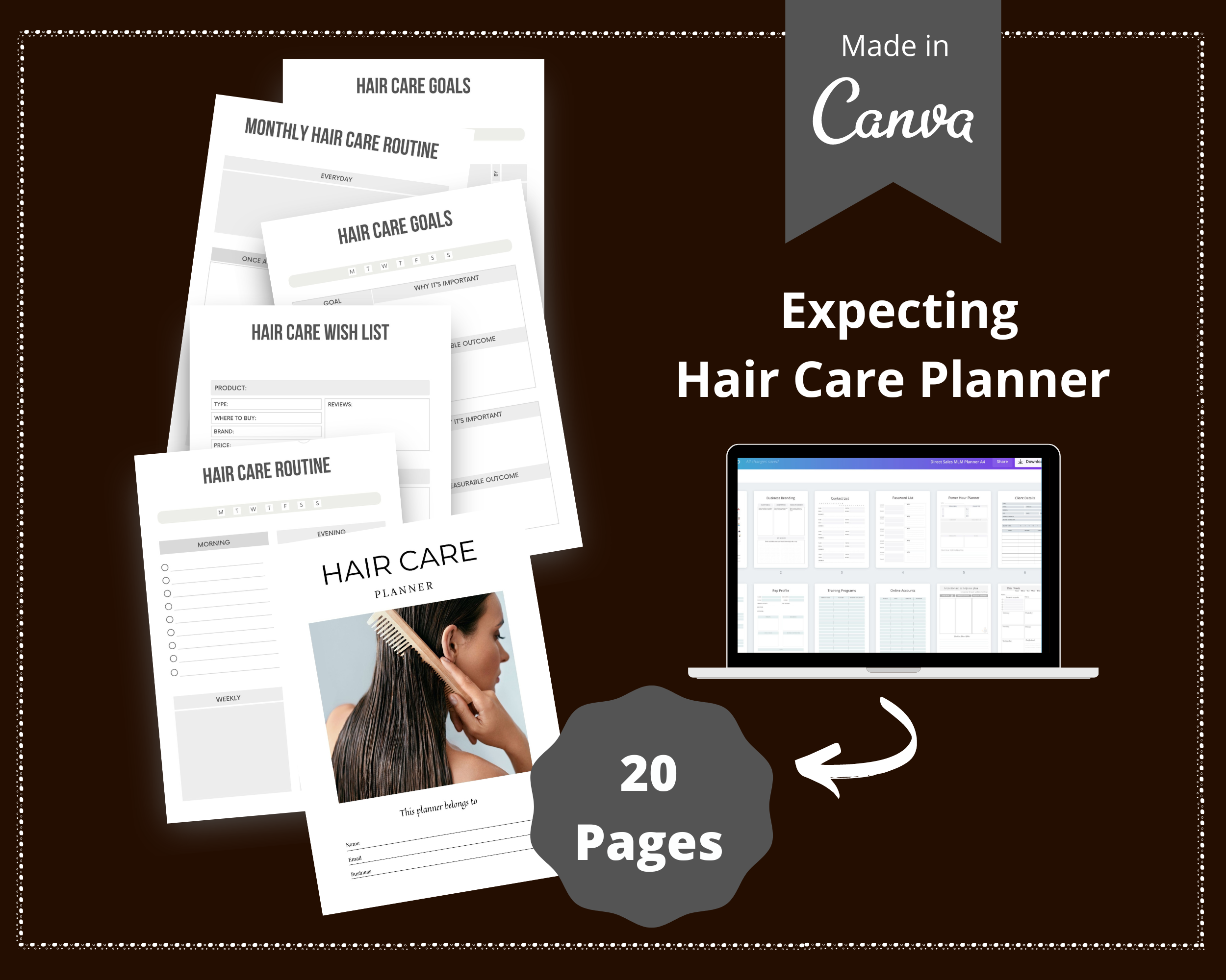 Editable Hair Care Planner in Canva | Canva Template Pack | Commercial Use