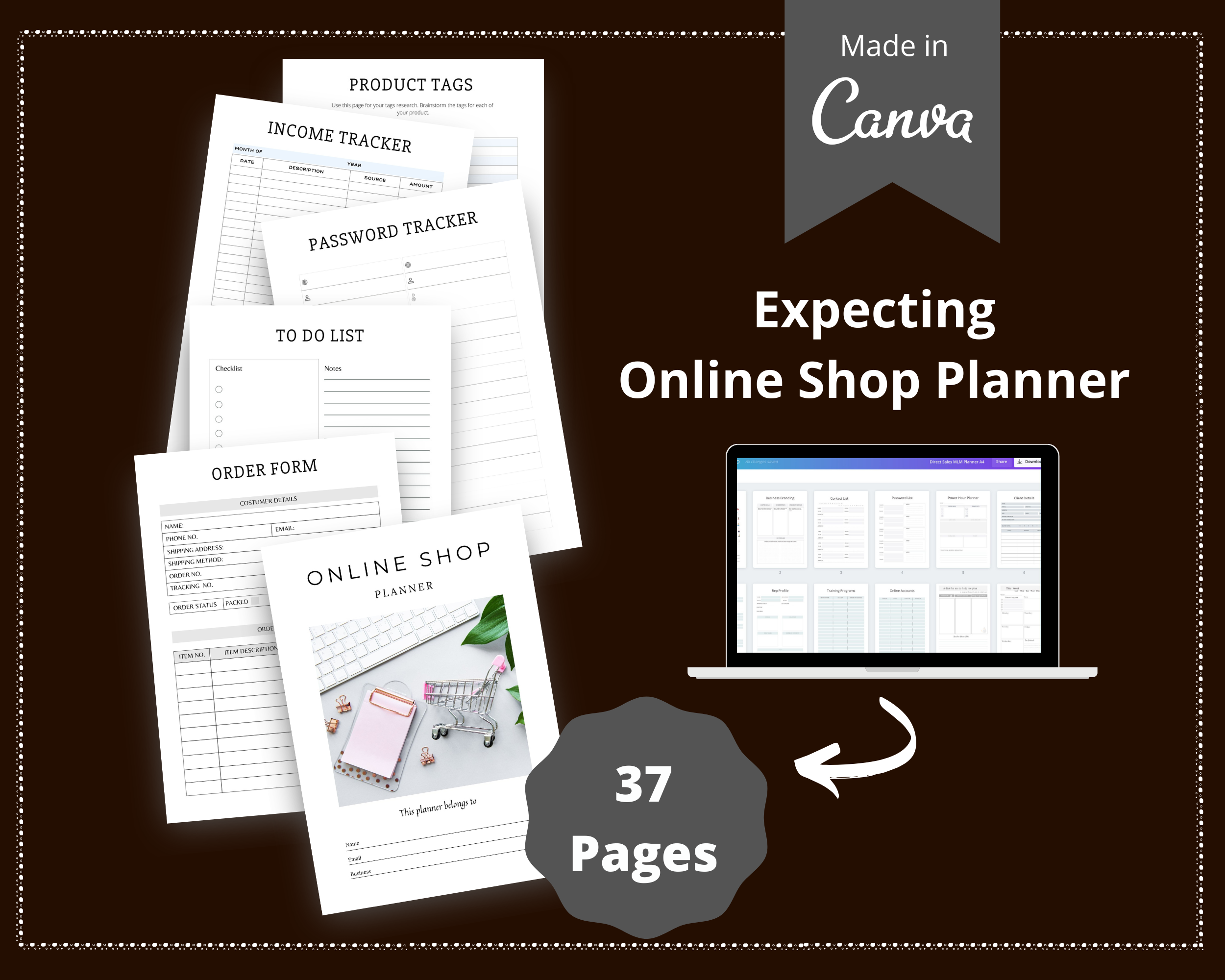 Editable Online Shop Planner Templates in Canva | Commercial Use
