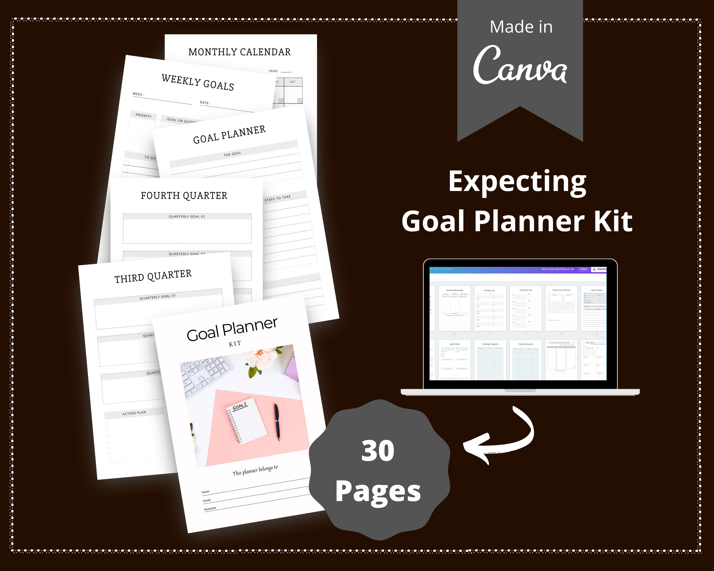 Editable Goal Planner in Canva | Commercial Use