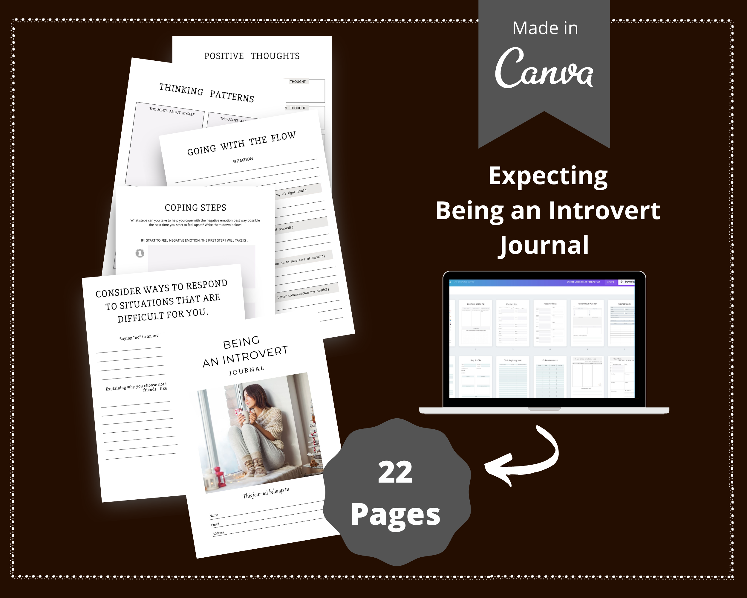 Editable Being an Introvert Journal in Canva | Commercial Use