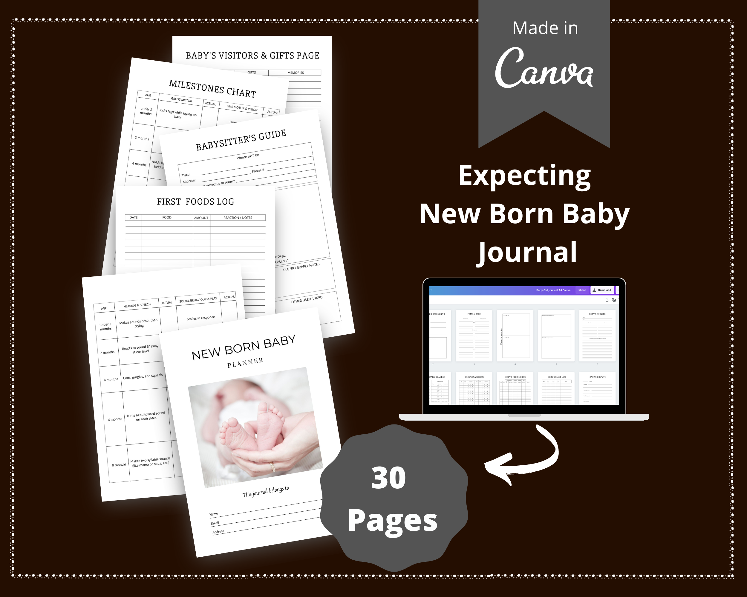 Editable New Born Baby Planner Templates in Canva | Commercial Use