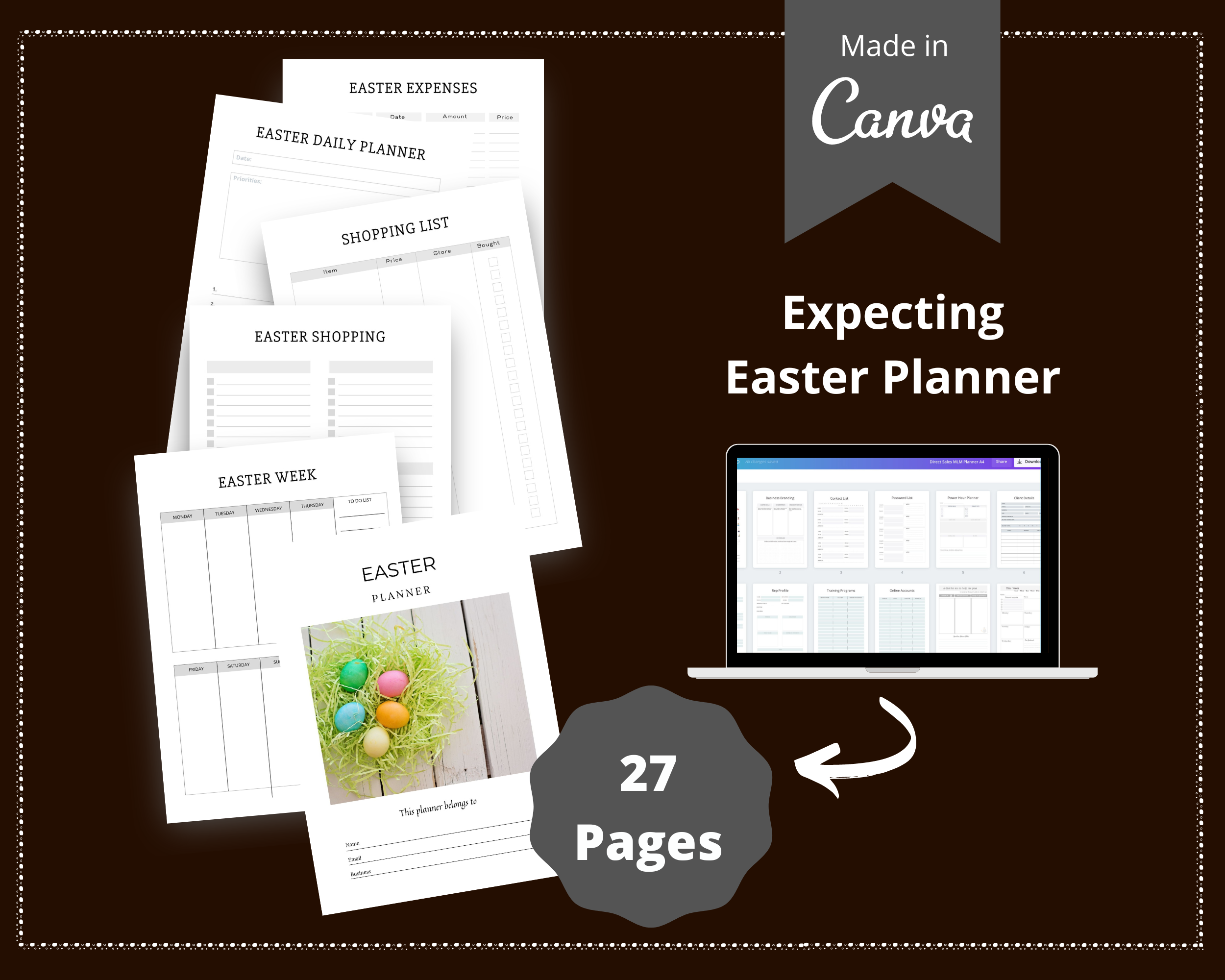 Editable Easter Planner in Canva | Canva Template Pack | Easter Planner Canva | Commercial Use