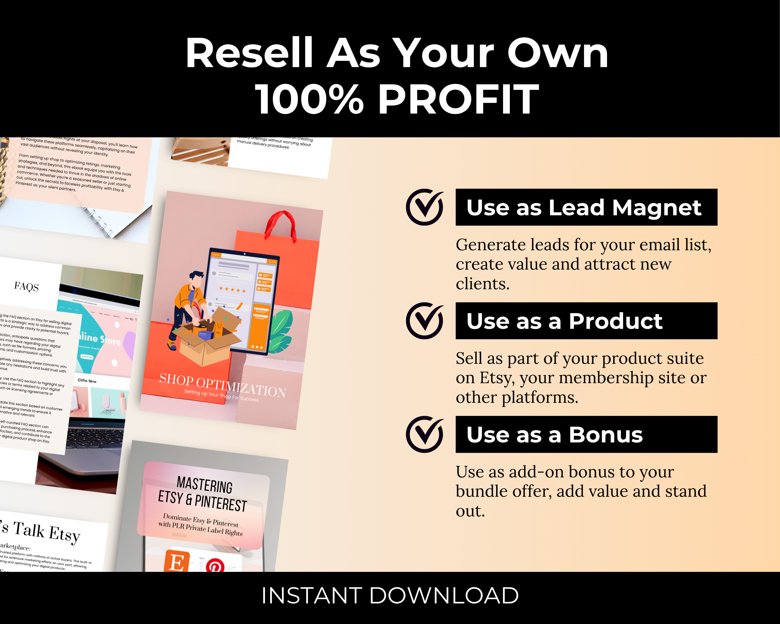Mastering Etsy & Pinterest Guide in Canva with MRR, PLR Rights