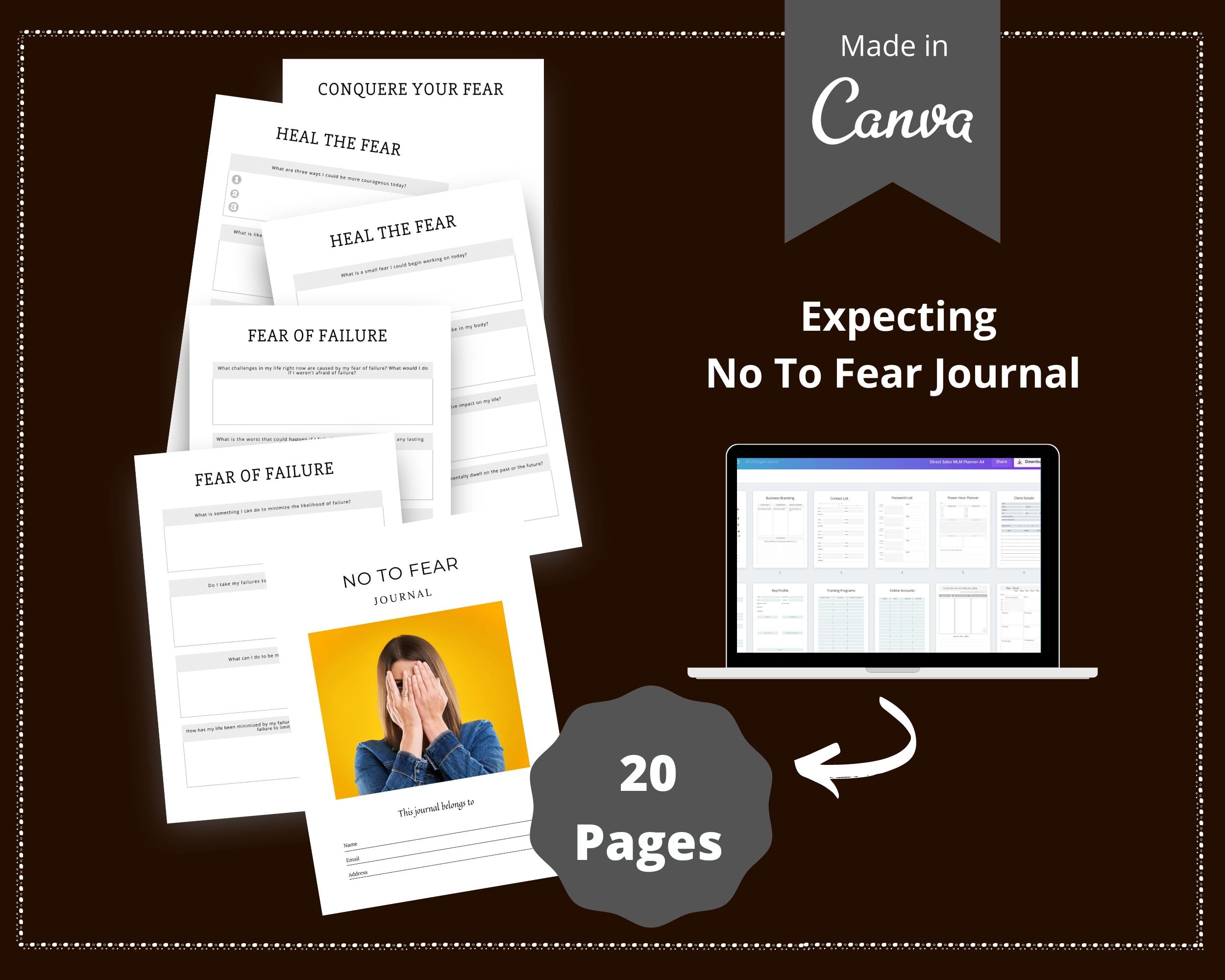 Editable No to Fear Journal in Canva | Commercial Use