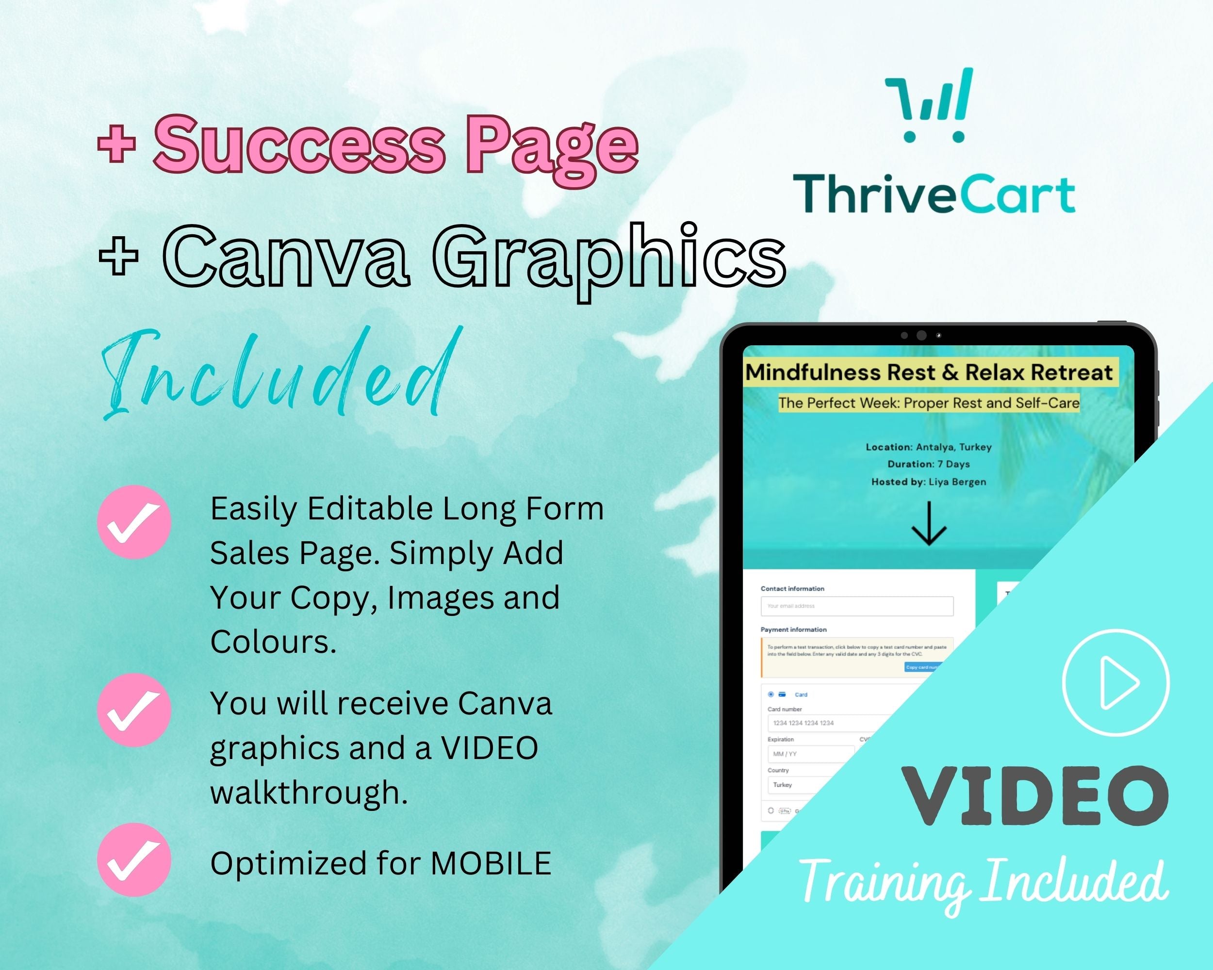 Retreat Sales Page Template in ThriveCart