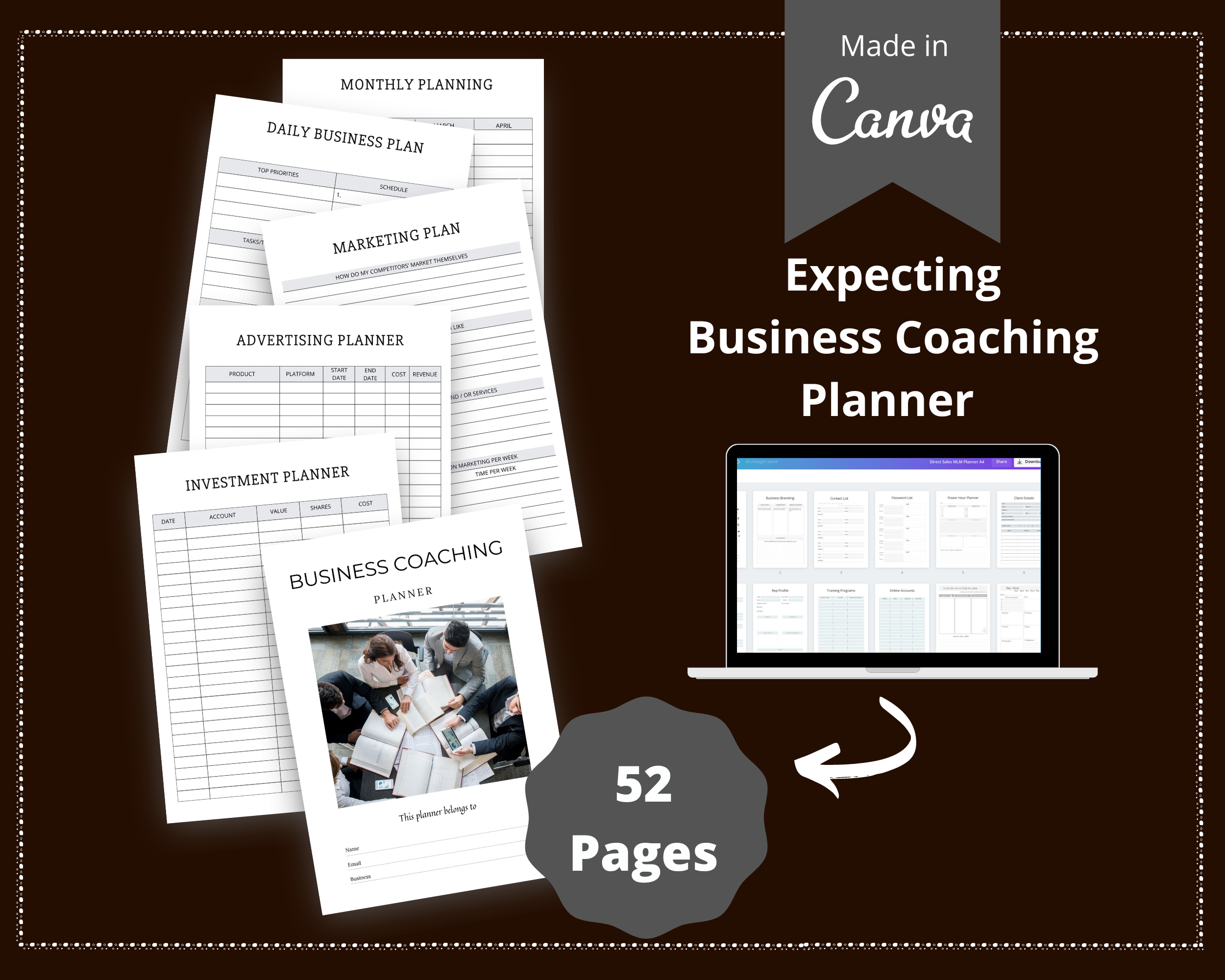 Editable Business Coaching Planner Template in Canva | Canva Template Pack | Business Coaching Template | Commercial Use