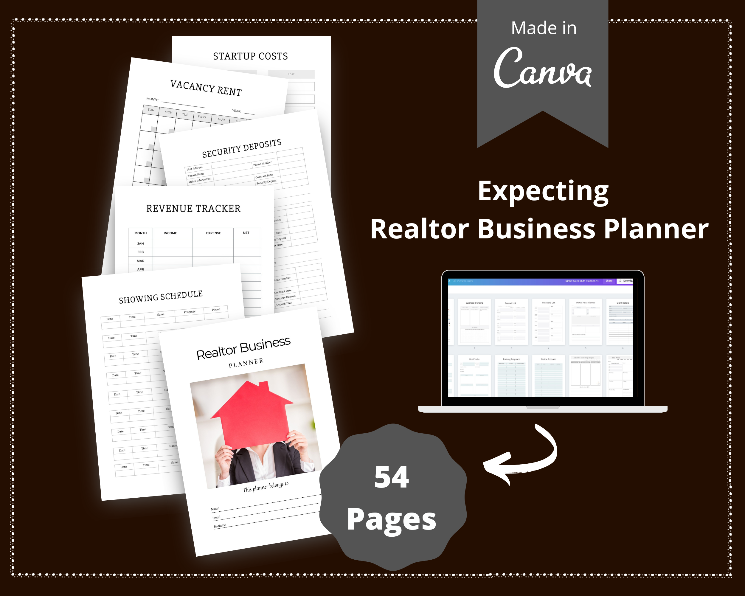 Editable Realtor Business Planner in Canva | Commercial Use
