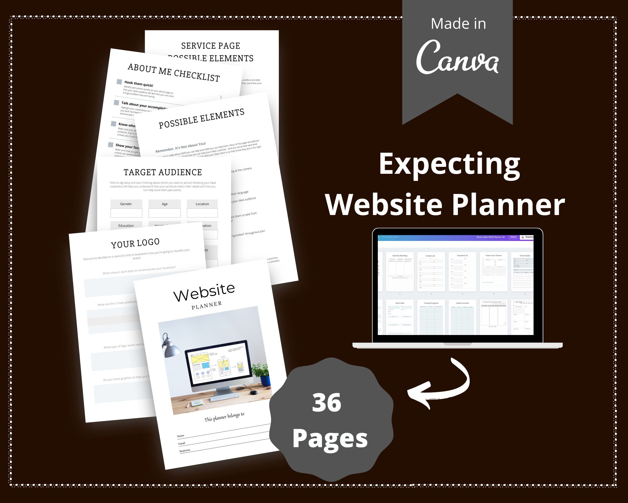 Editable Website Planner Templates in Canva | Commercial Use