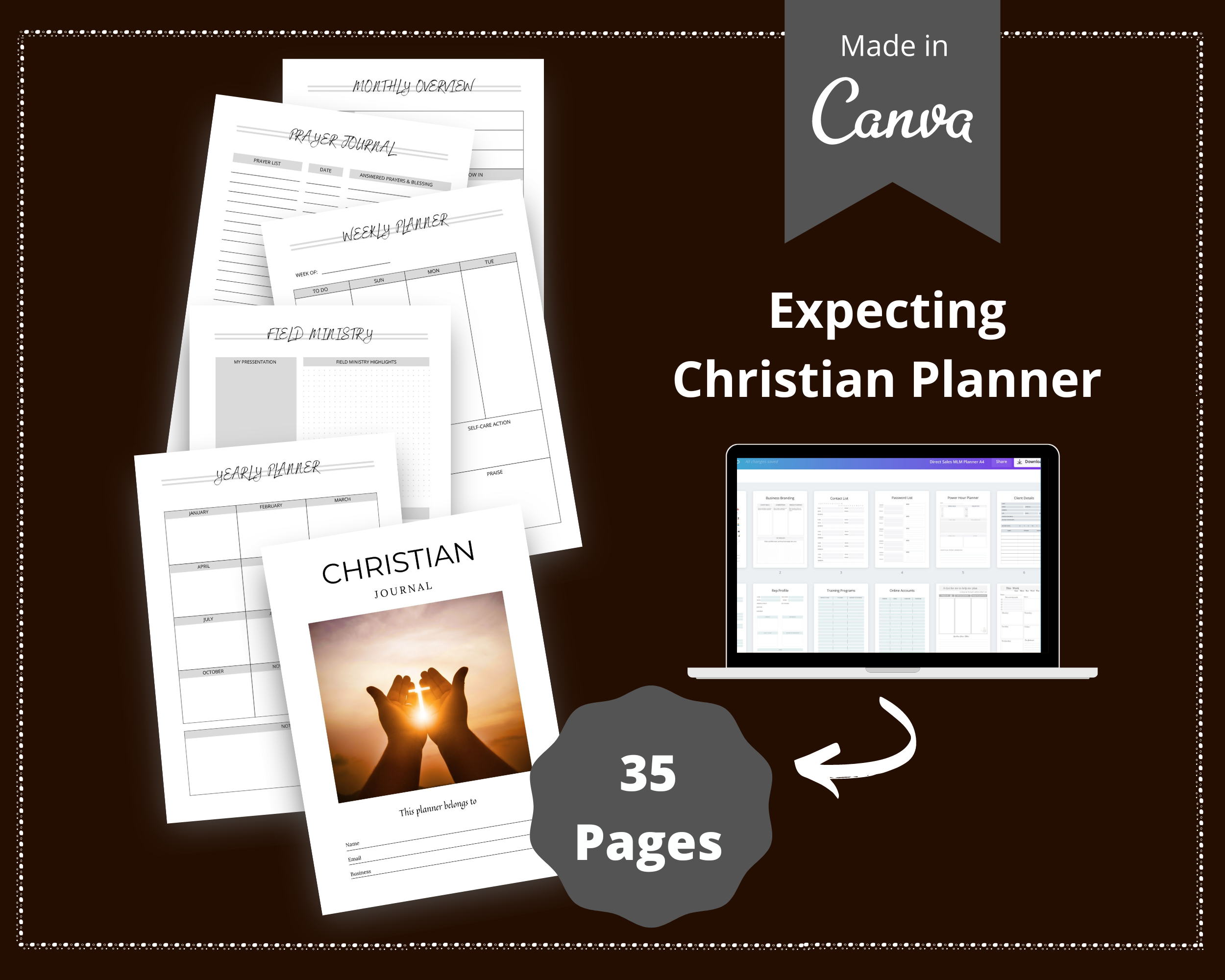 Editable Christian Planner in Canva | Commercial Use