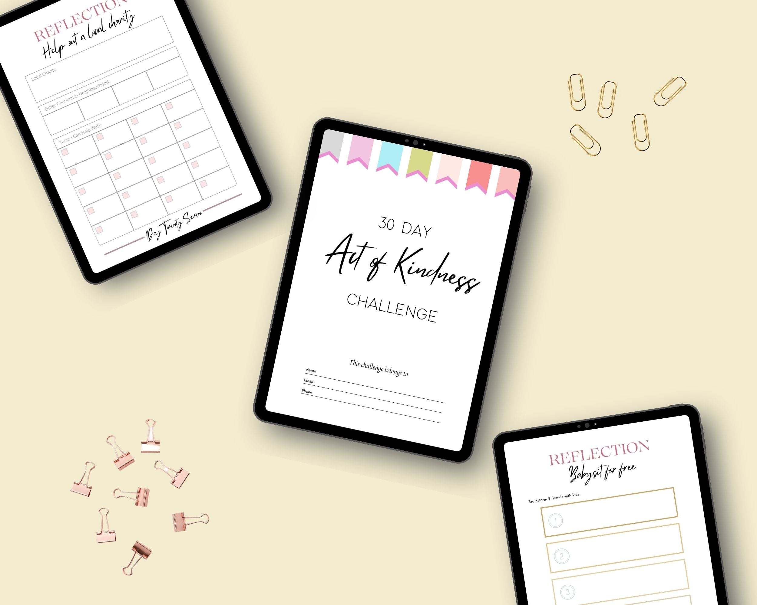 30 Day Act of Kindness Challenge | Editable Canva Template A4 Size