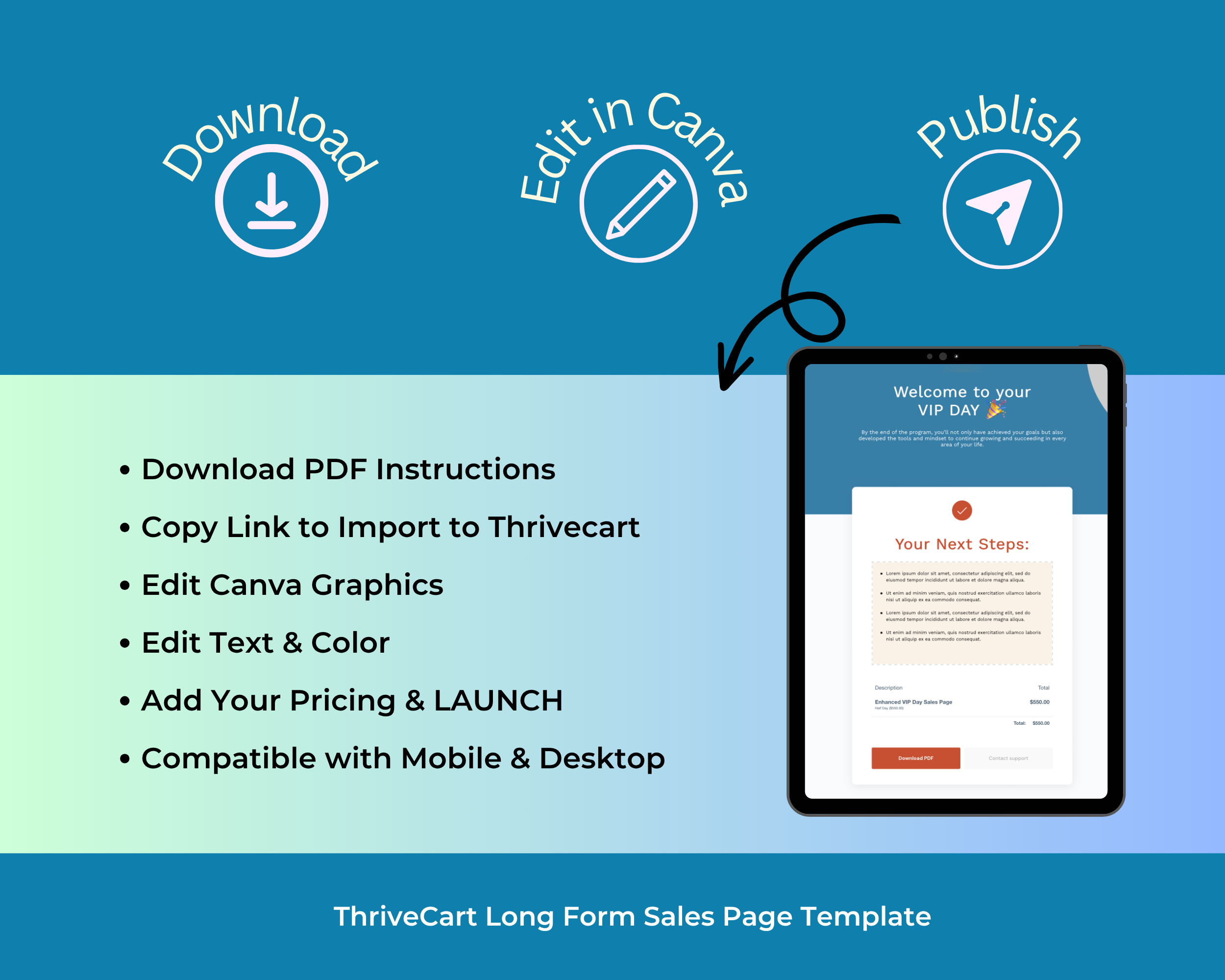 VIP Day Sales Page Template in ThriveCart
