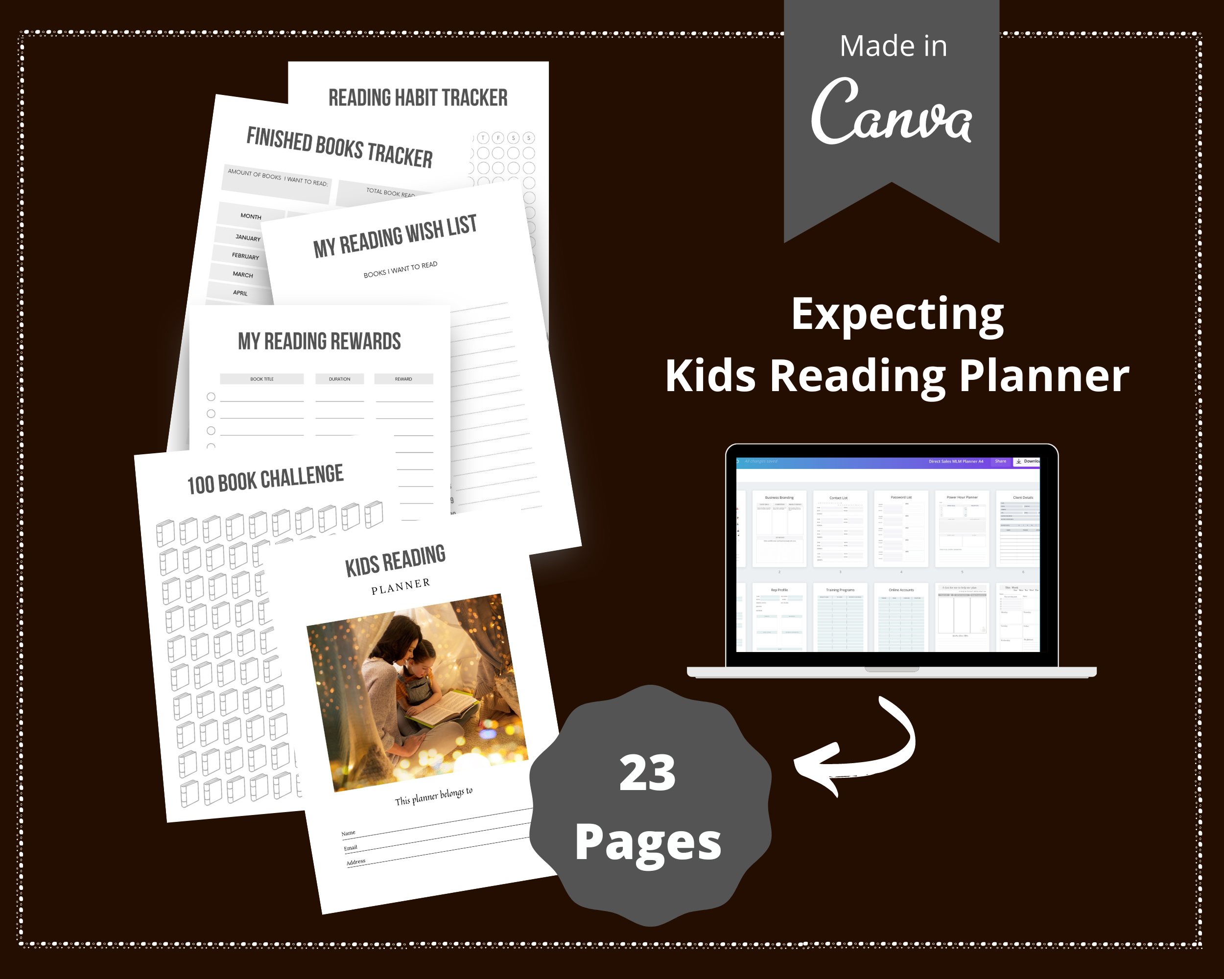 Editable Kids Reading Planner in Canva | Canva Template Pack | Commercial Use