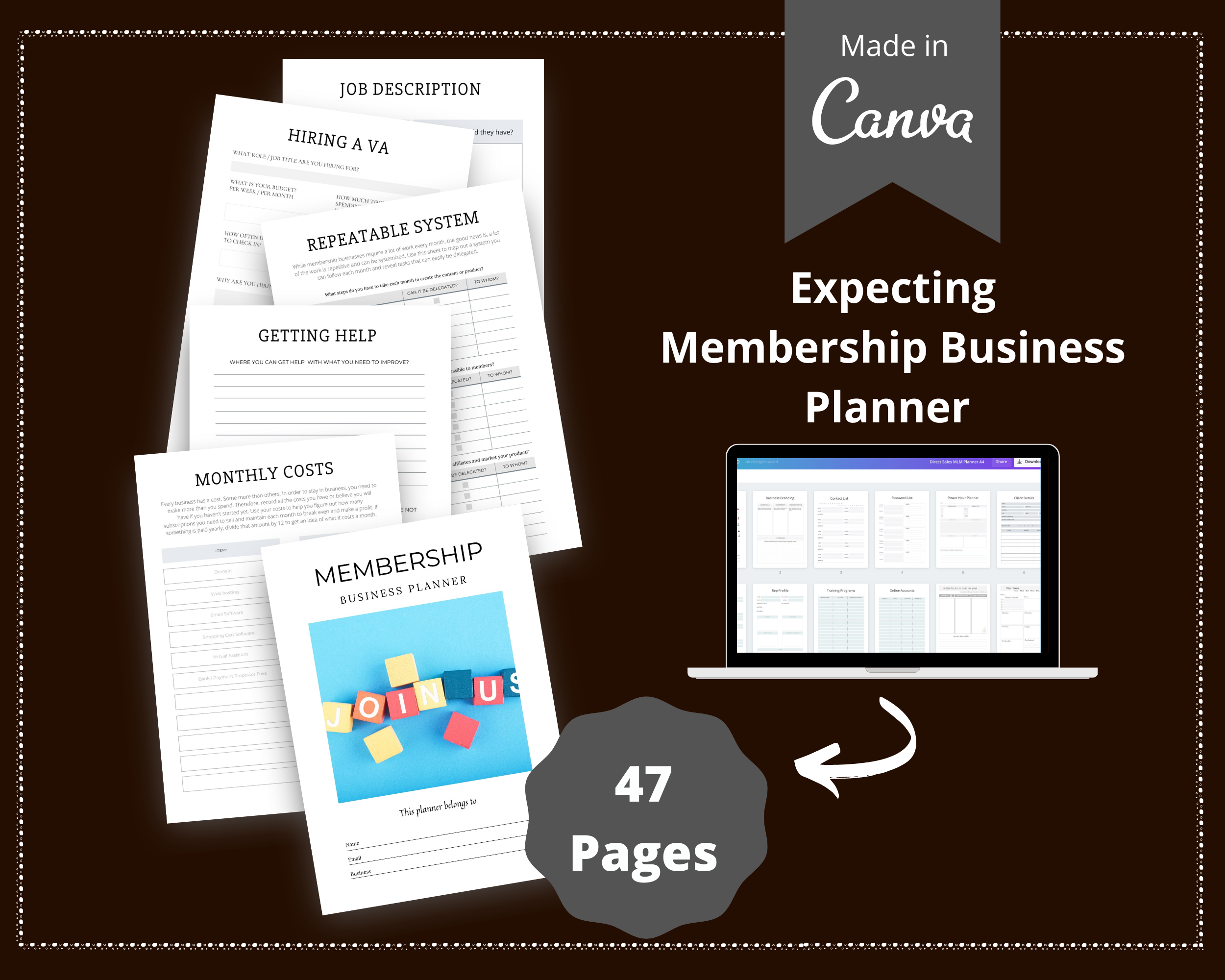Editable Membership Business Planner in Canva | Commercial Use