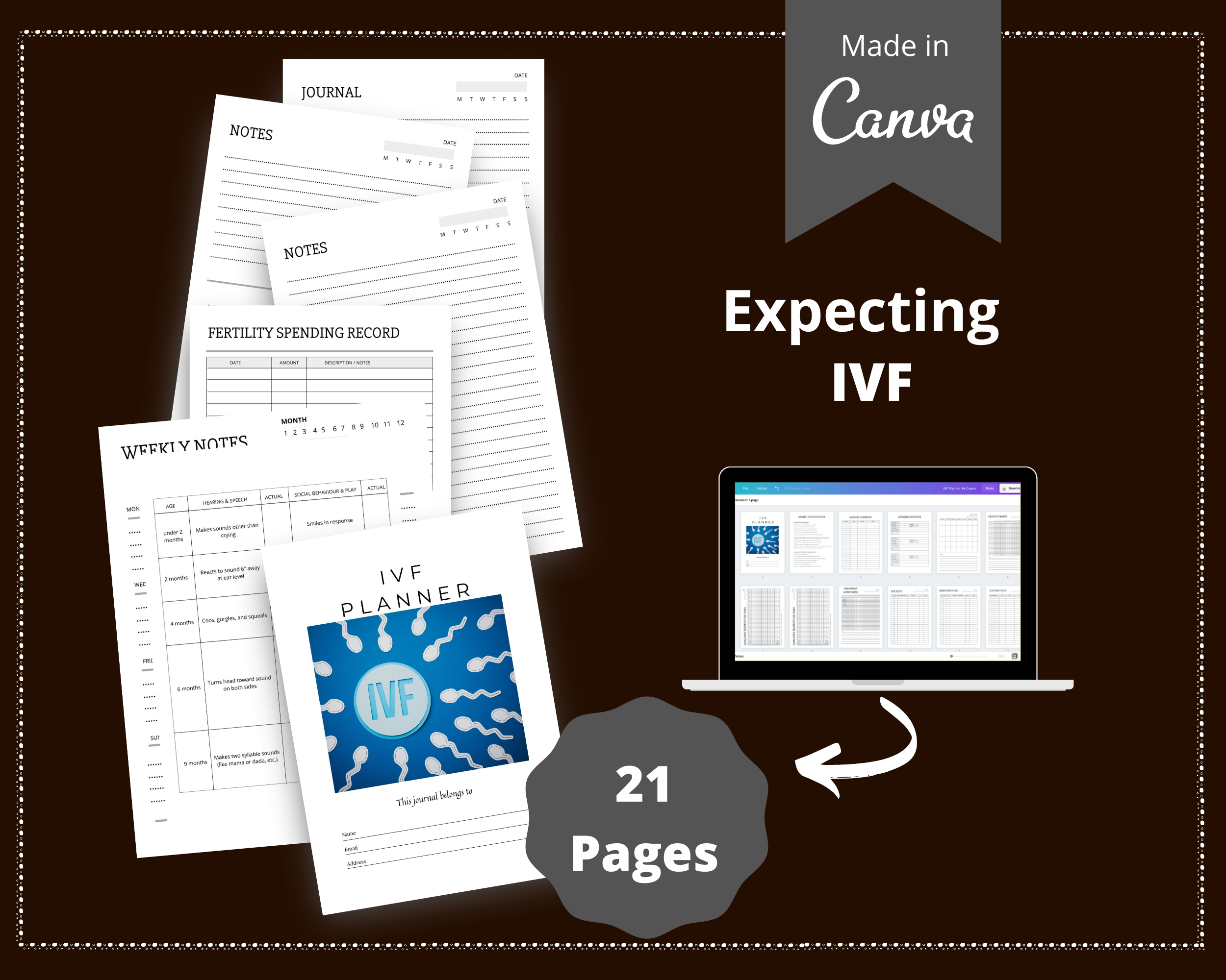 Editable IVF Planner Templates in Canva | Commercial Use