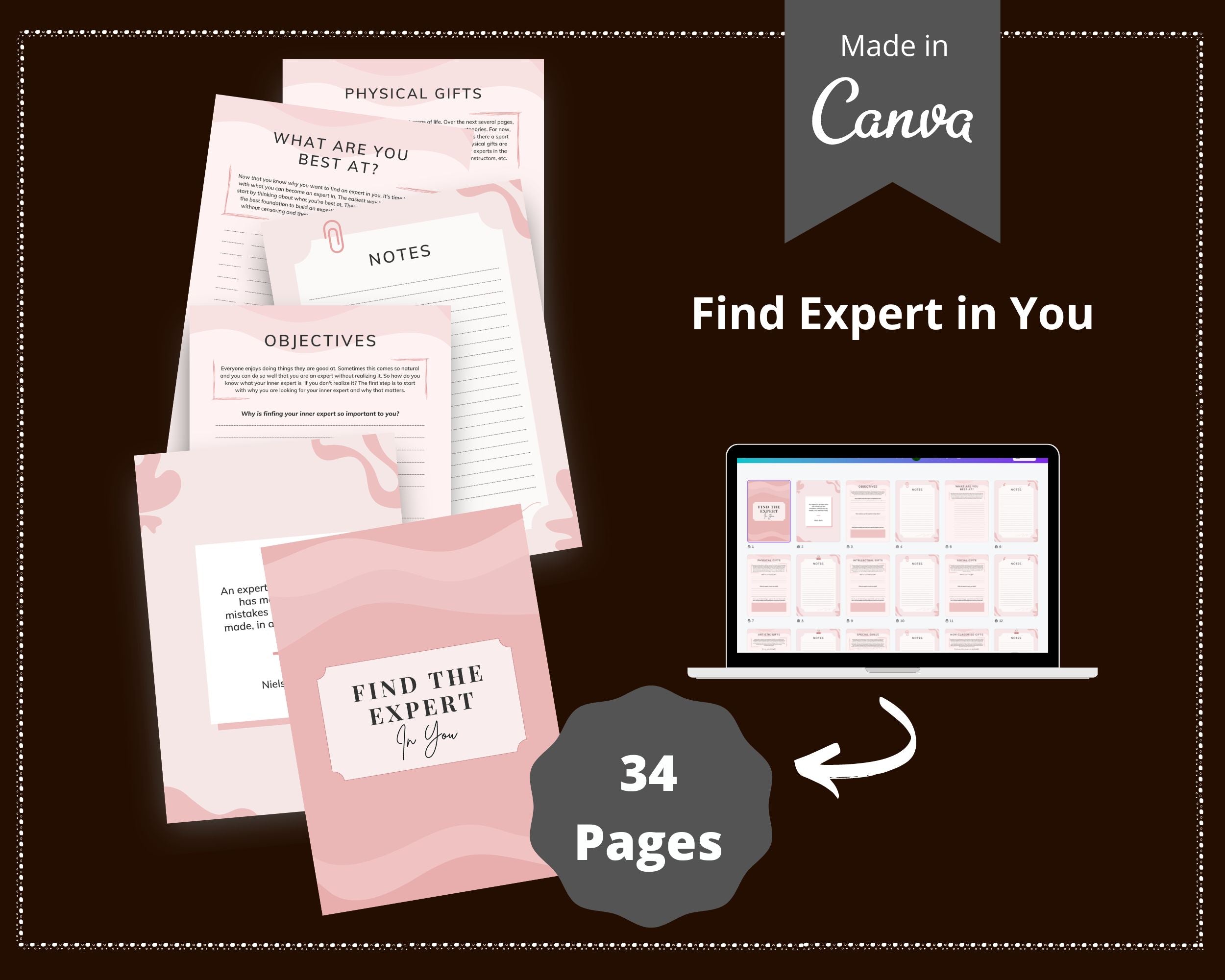 Editable Becoming Expert Planner Templates in Canva | Canva Template Pack | Expert in Narrow Field | Commercial Use