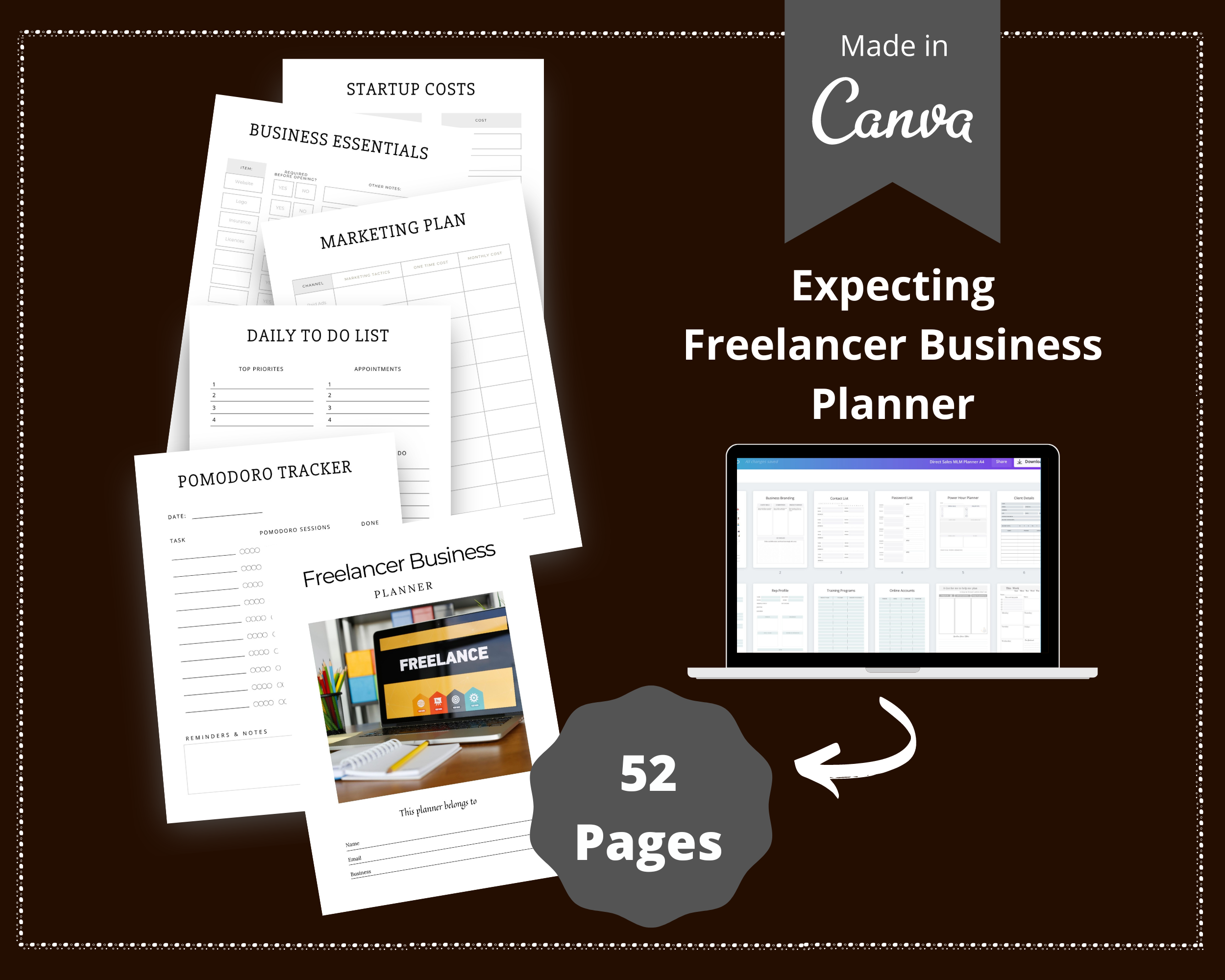 Editable Freelancer Planner in Canva | Commercial Use