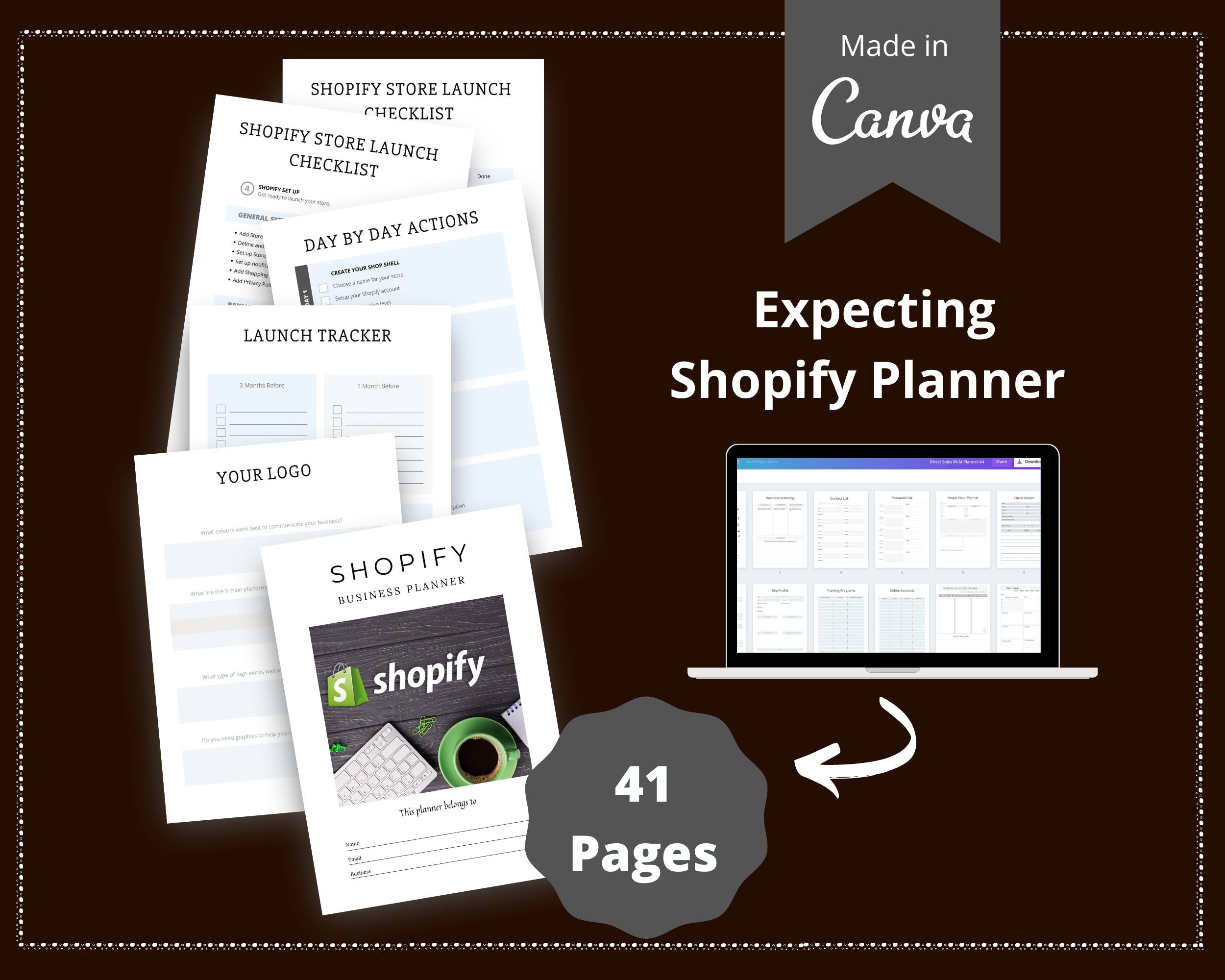 Editable Shopify Store Planner in Canva | Commercial Use