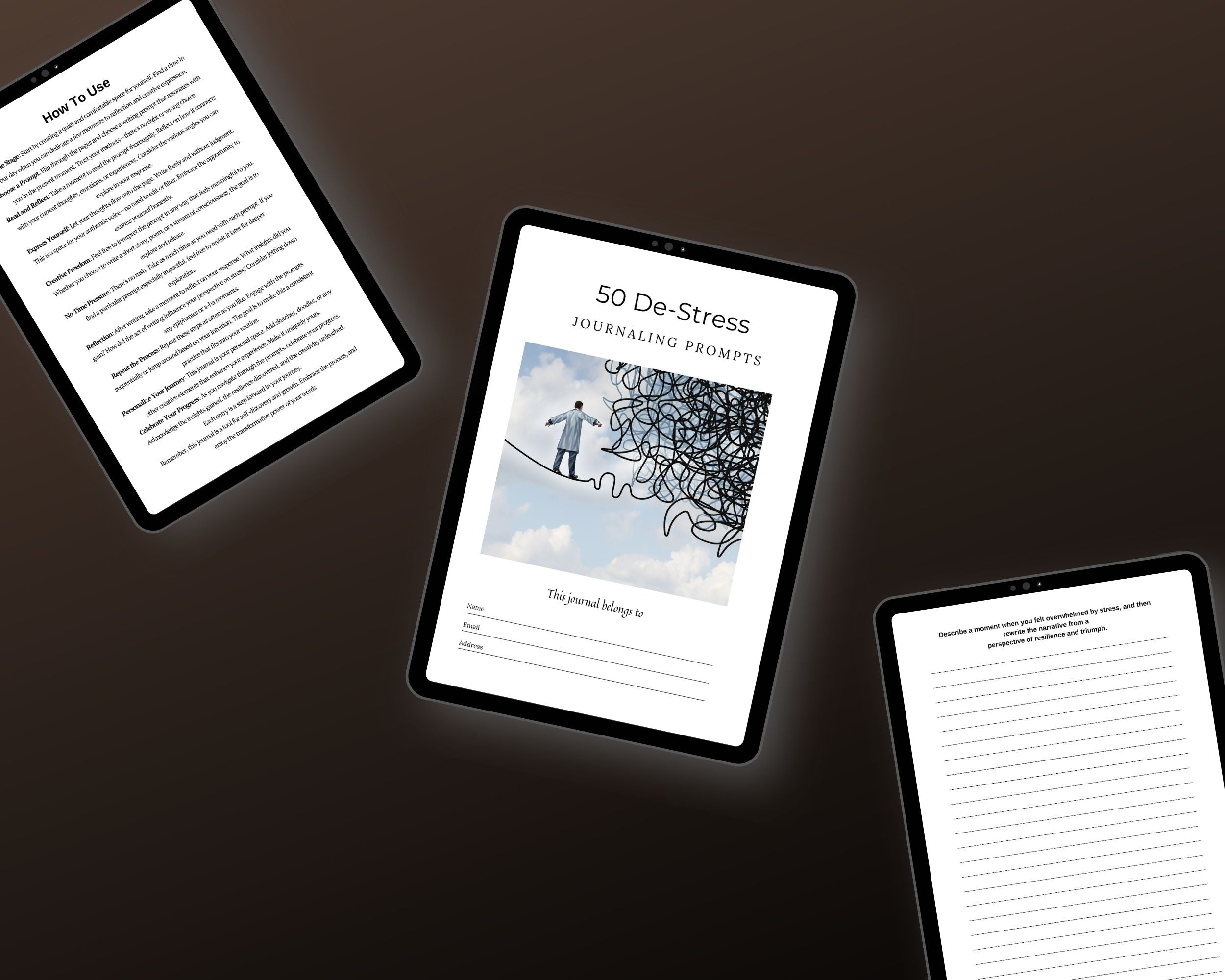 De-Stress Journaling Prompts in Canva | Canva Template Pack | Commercial Use