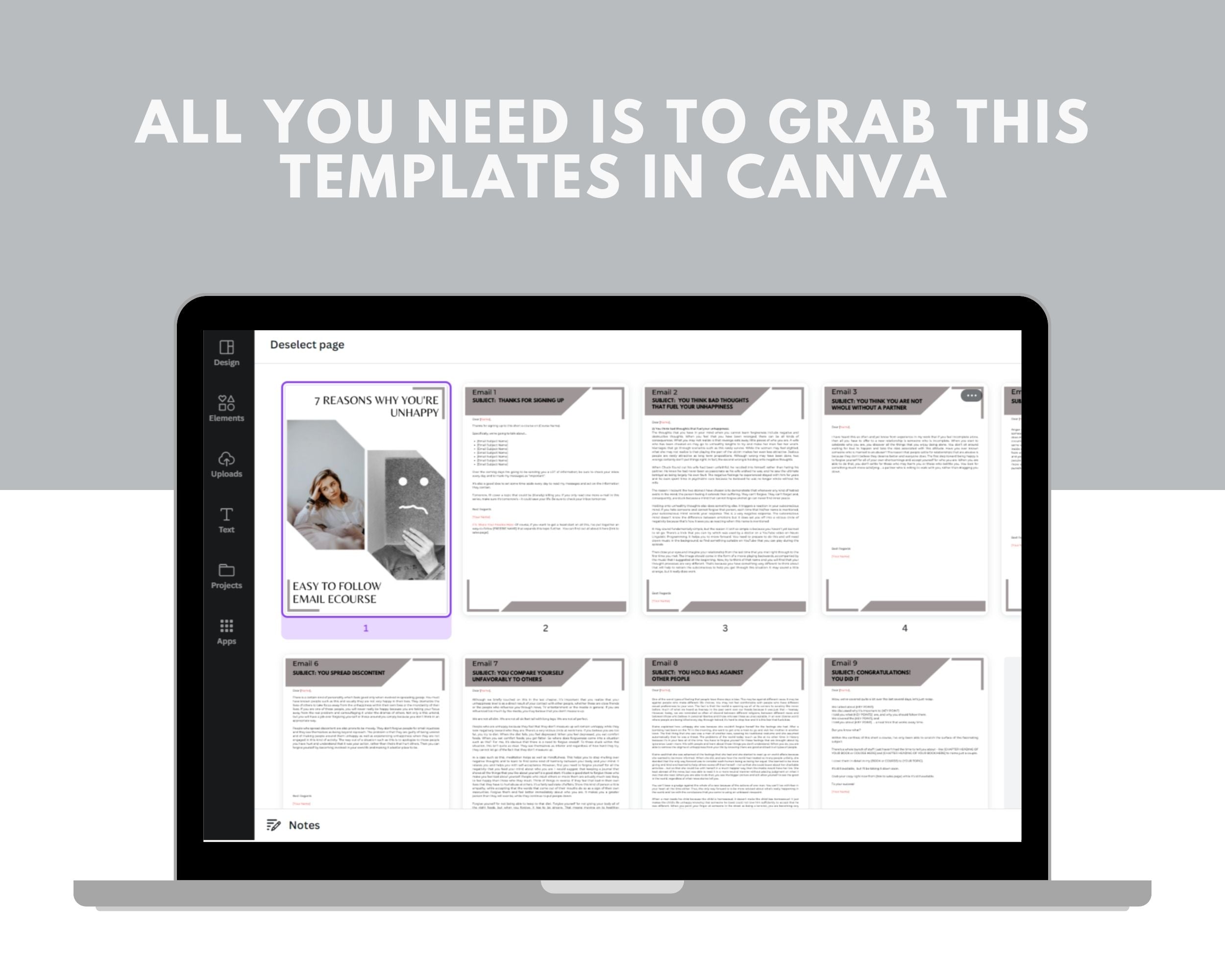 Editable 7 Reasons Why You're Unhappy Emails | Done-for-You eCourse