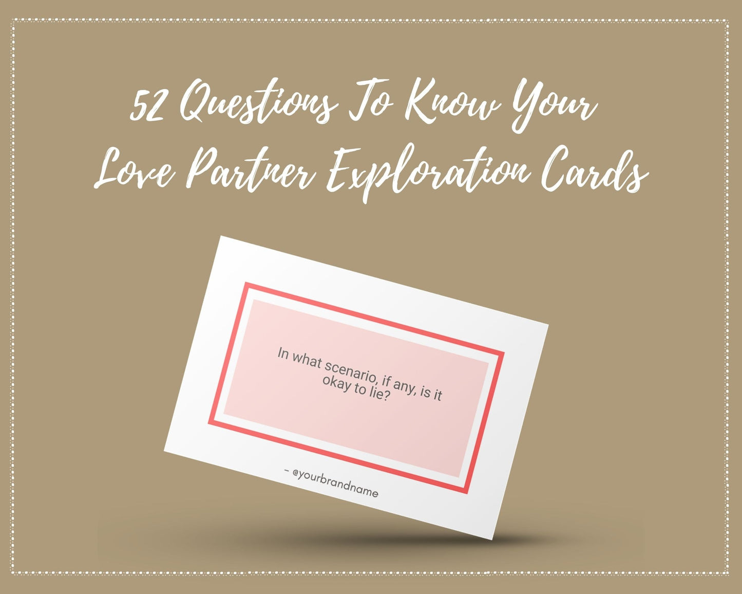 52 Questions To Know Your Love Partner Cards | Canva Inspirational Cards | Commercial Use