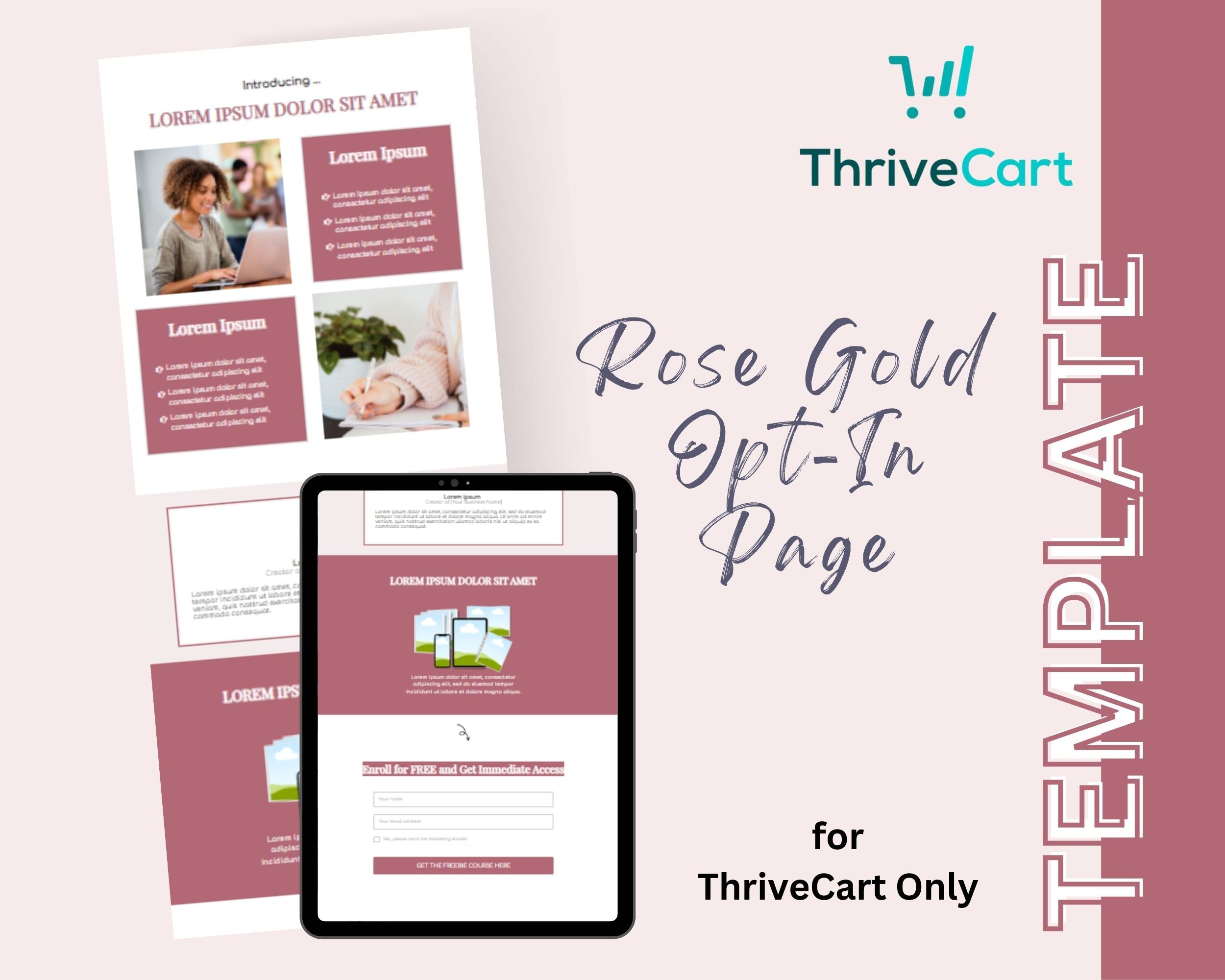 Rose Gold ThriveCart Opt-In Page Template