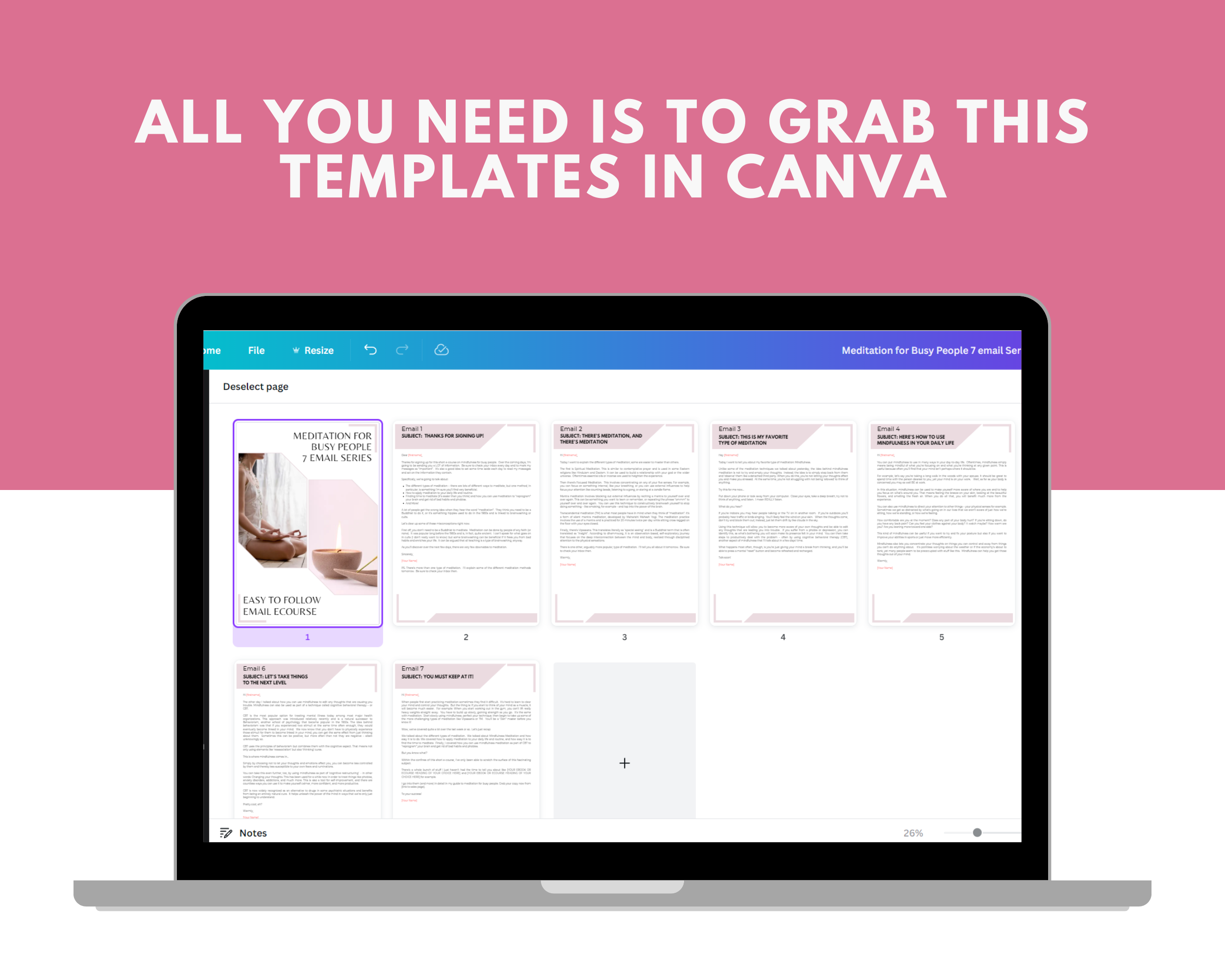 Meditation for Busy People Emails | Rebrandable Done-for-You eCourse