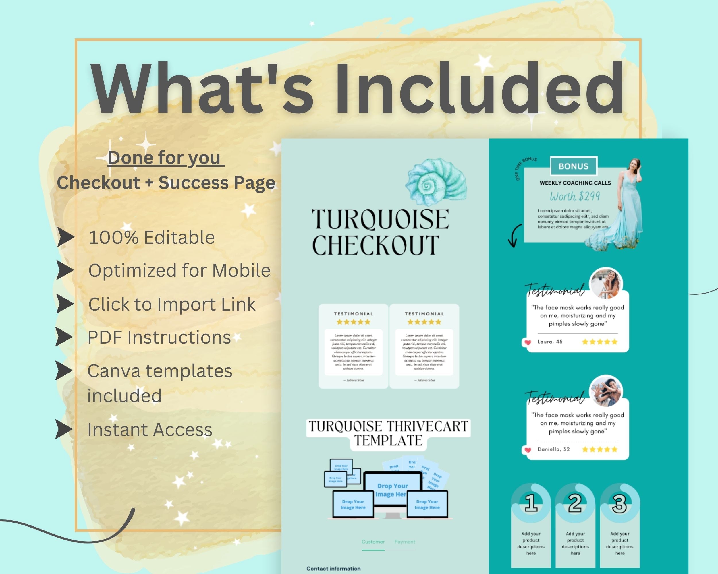 Turquoise Checkout Page ThriveCart Template