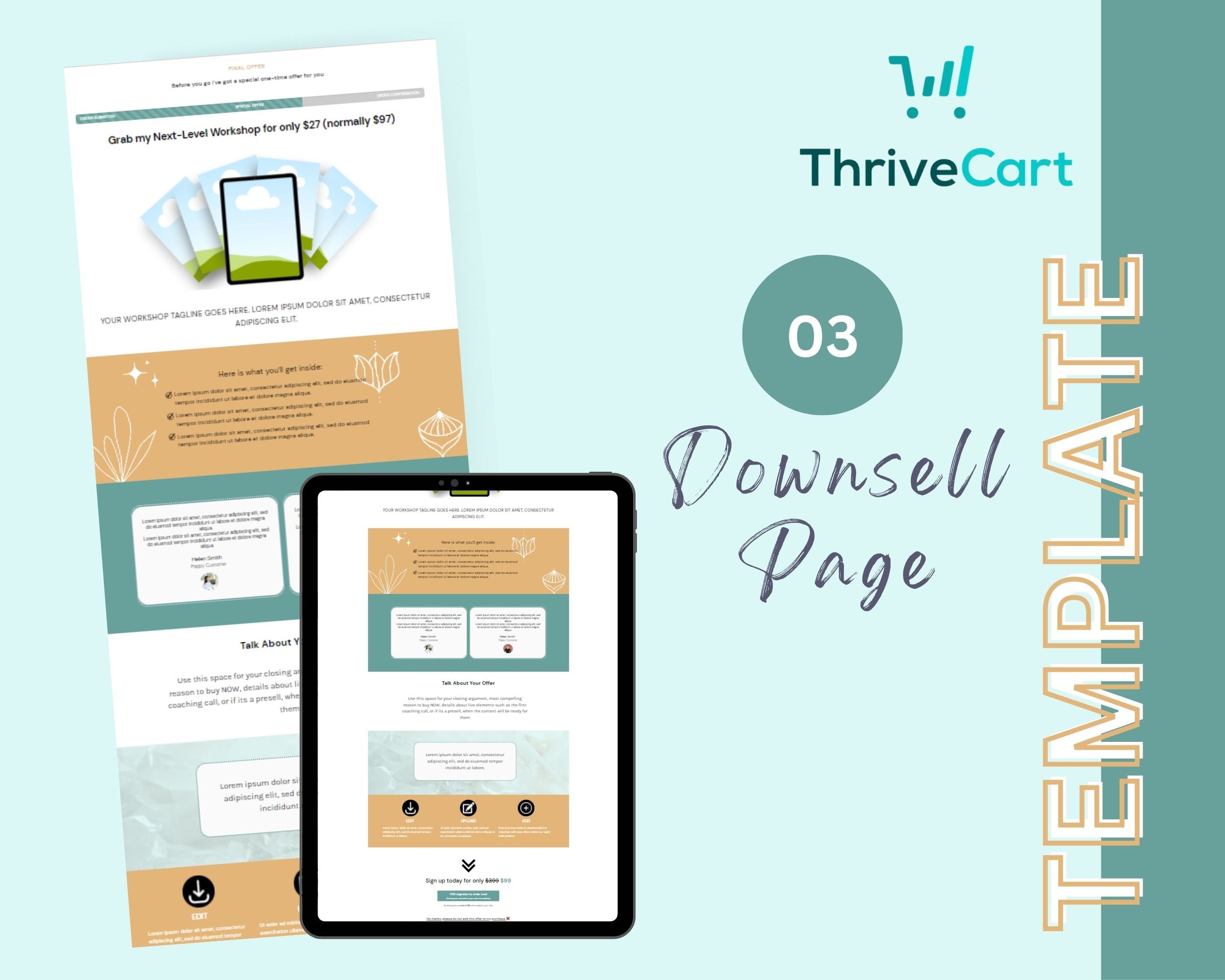 Turquoise ThriveCart 4-Page Sales Funnel Template