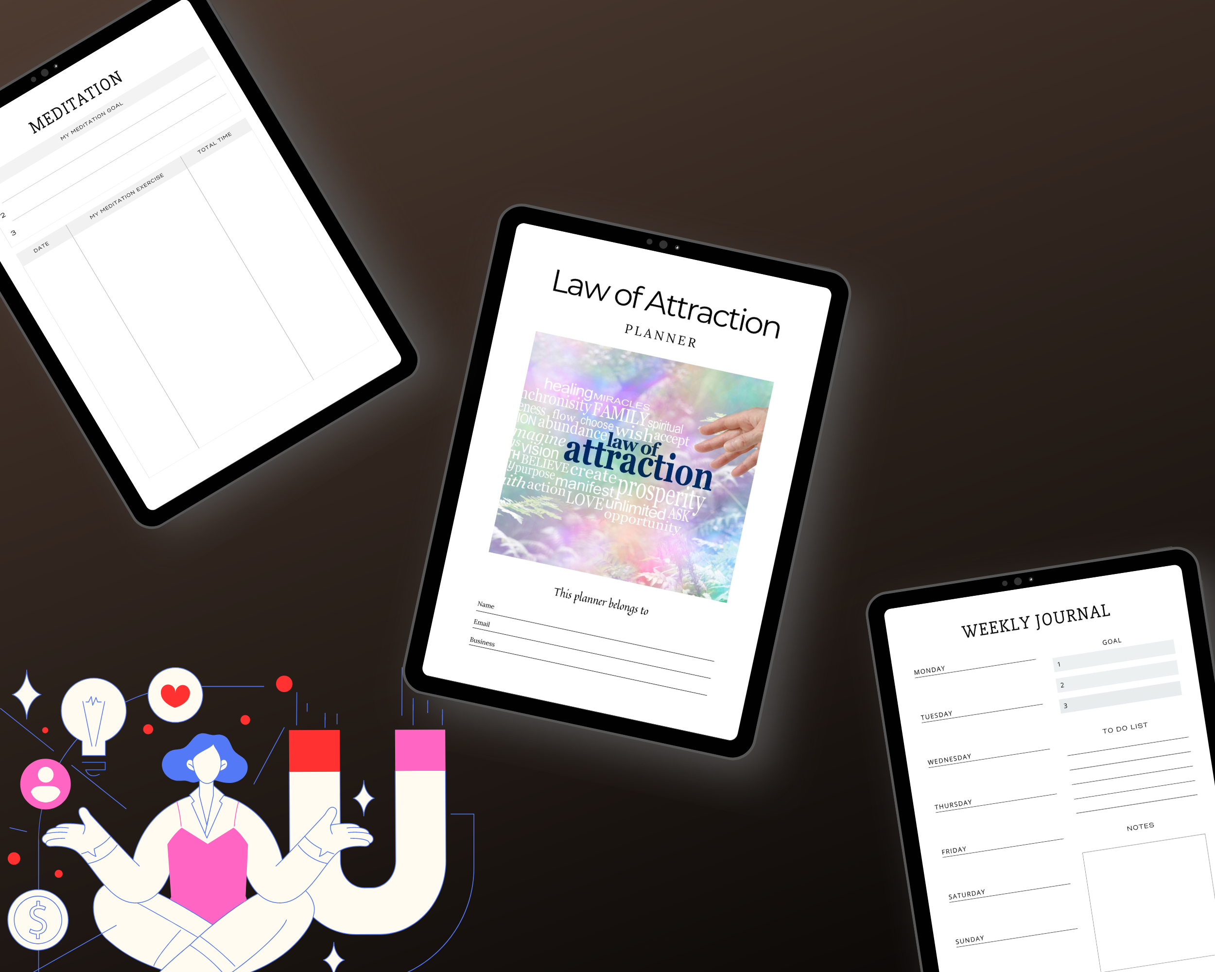Editable Law of Attraction Planner in Canva | Commercial Use