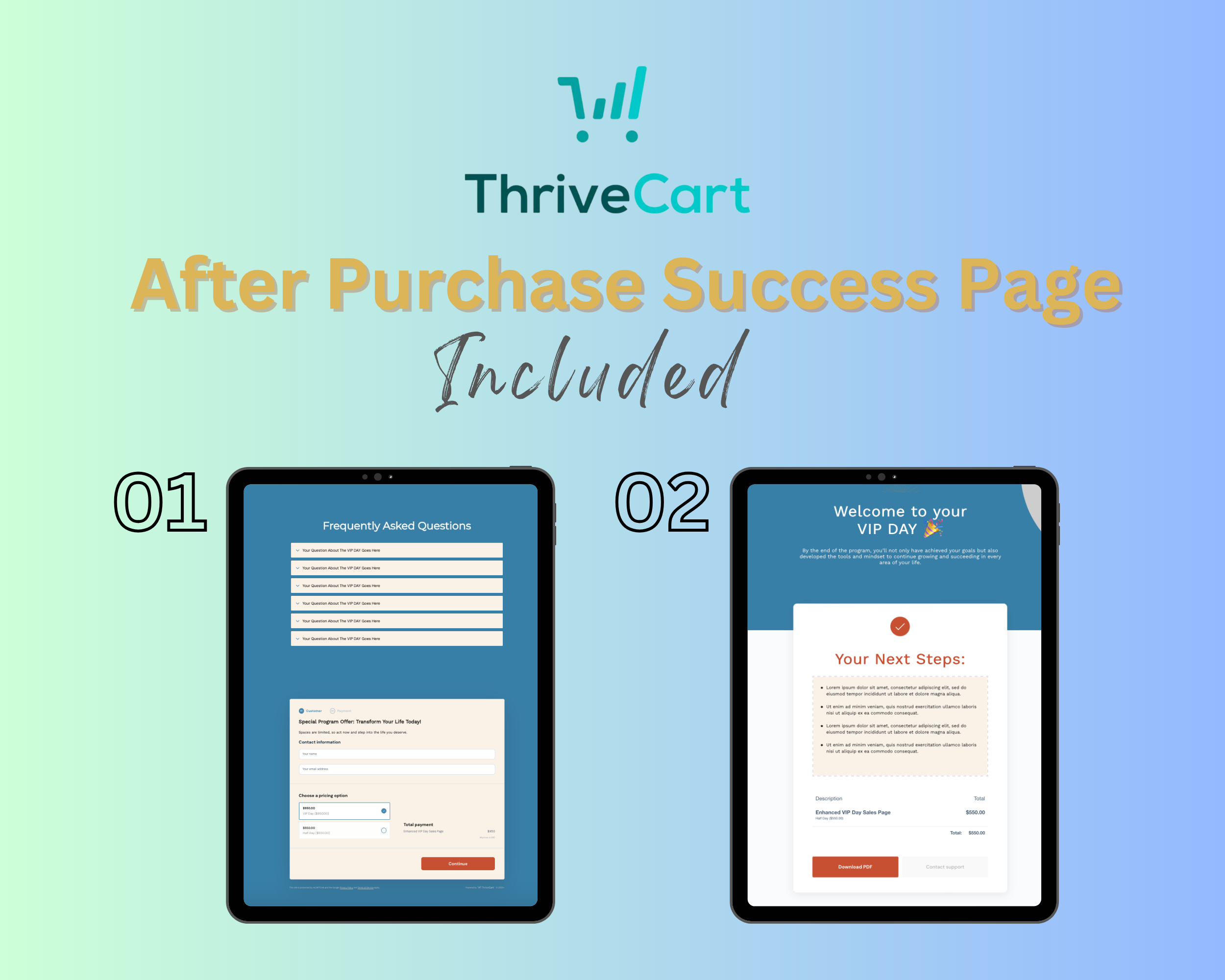VIP Day Sales Page Template in ThriveCart