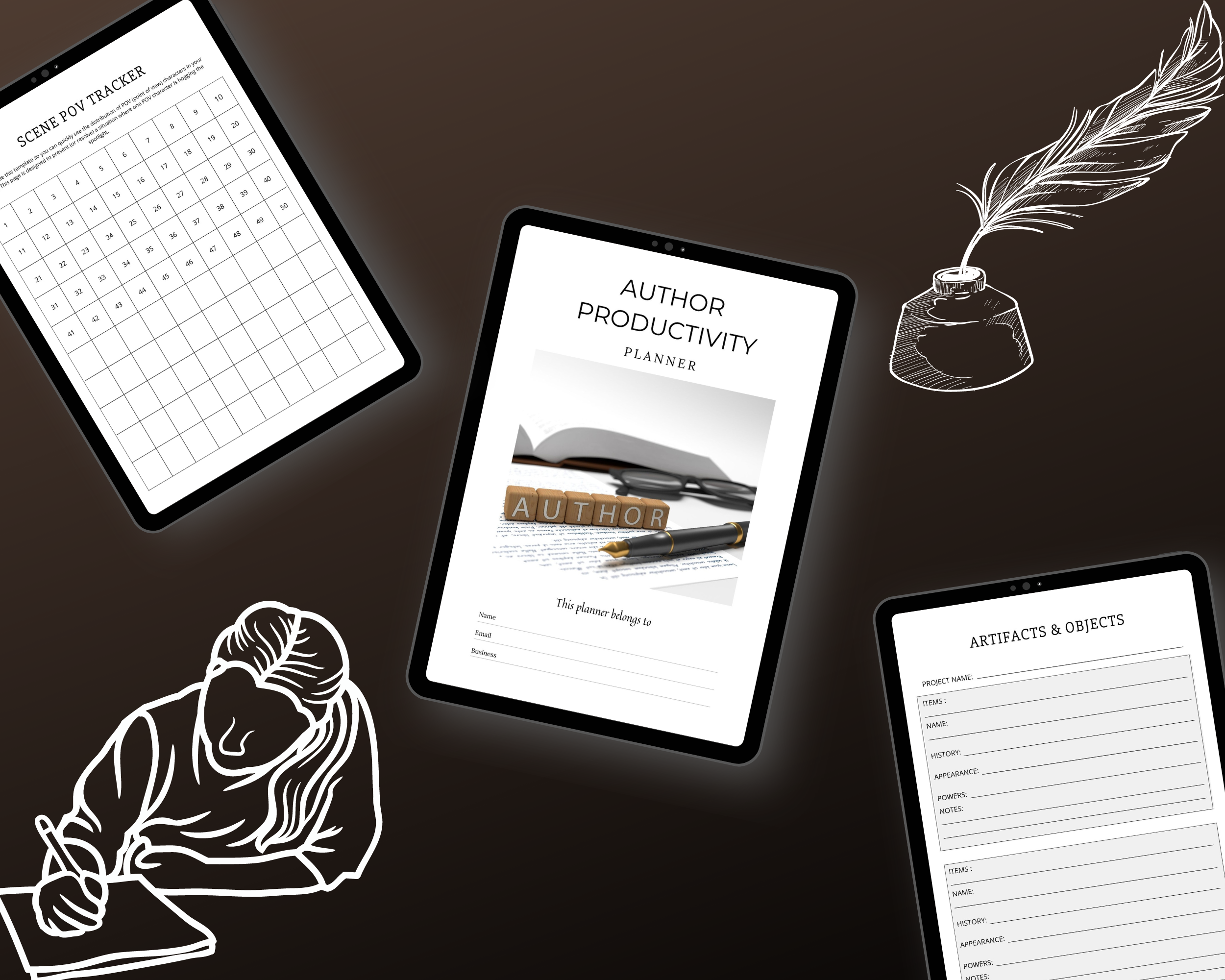 Editable Author Productivity Planner Template in Canva | Canva Template Pack | Author Productivity Template | Commercial Use