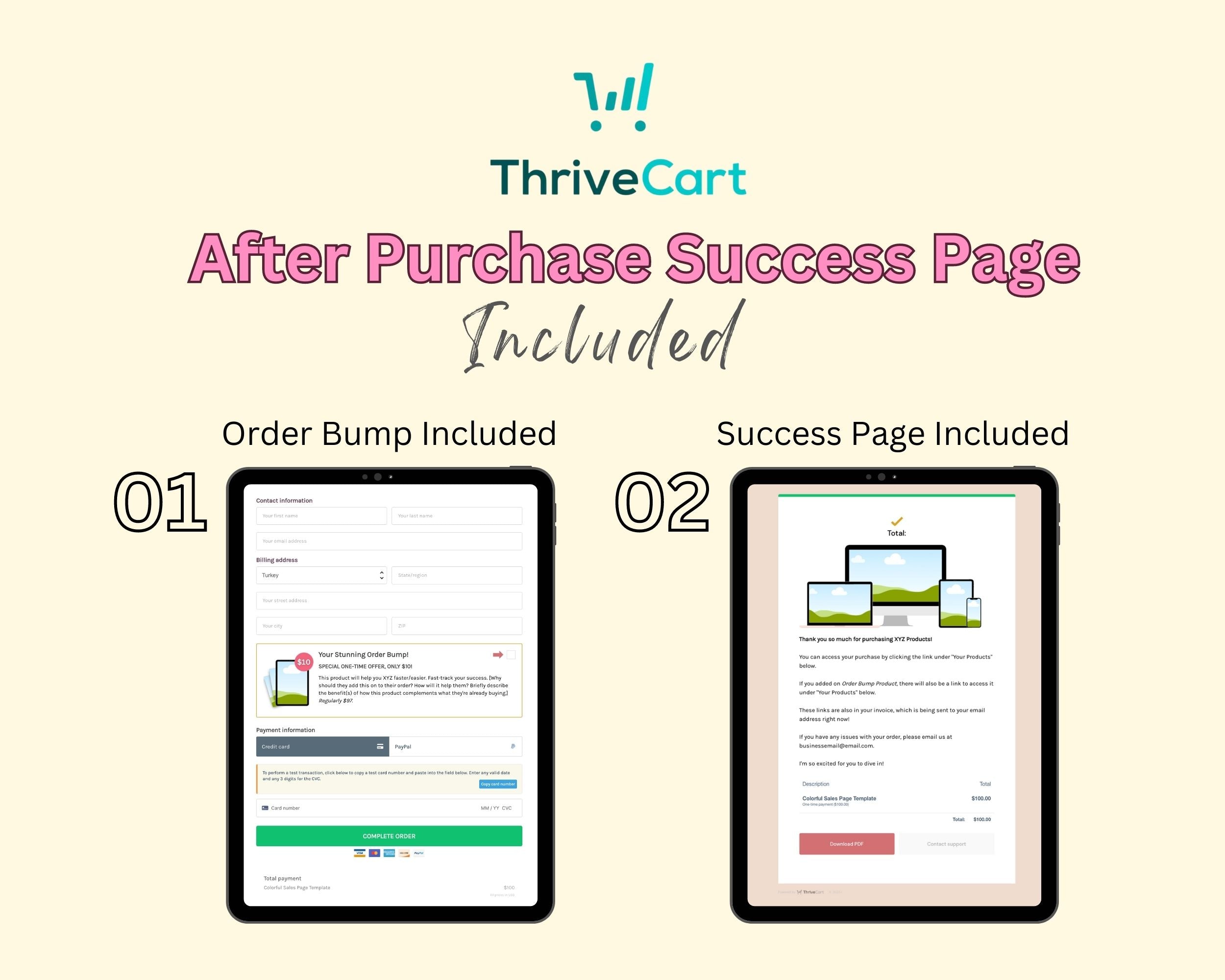 Colorful Sales Page Template in ThriveCart