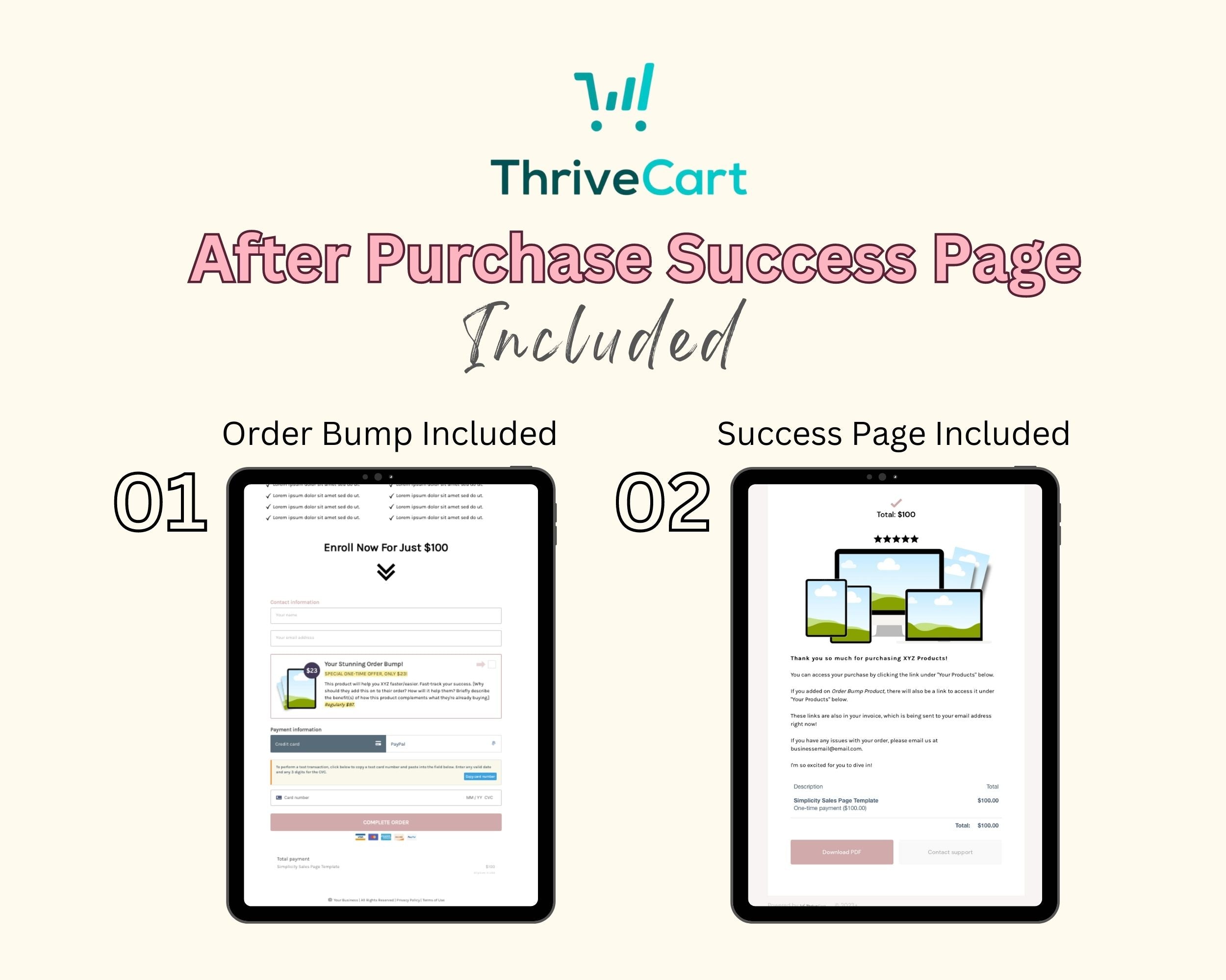 Simplicity Sales Page Template in ThriveCart