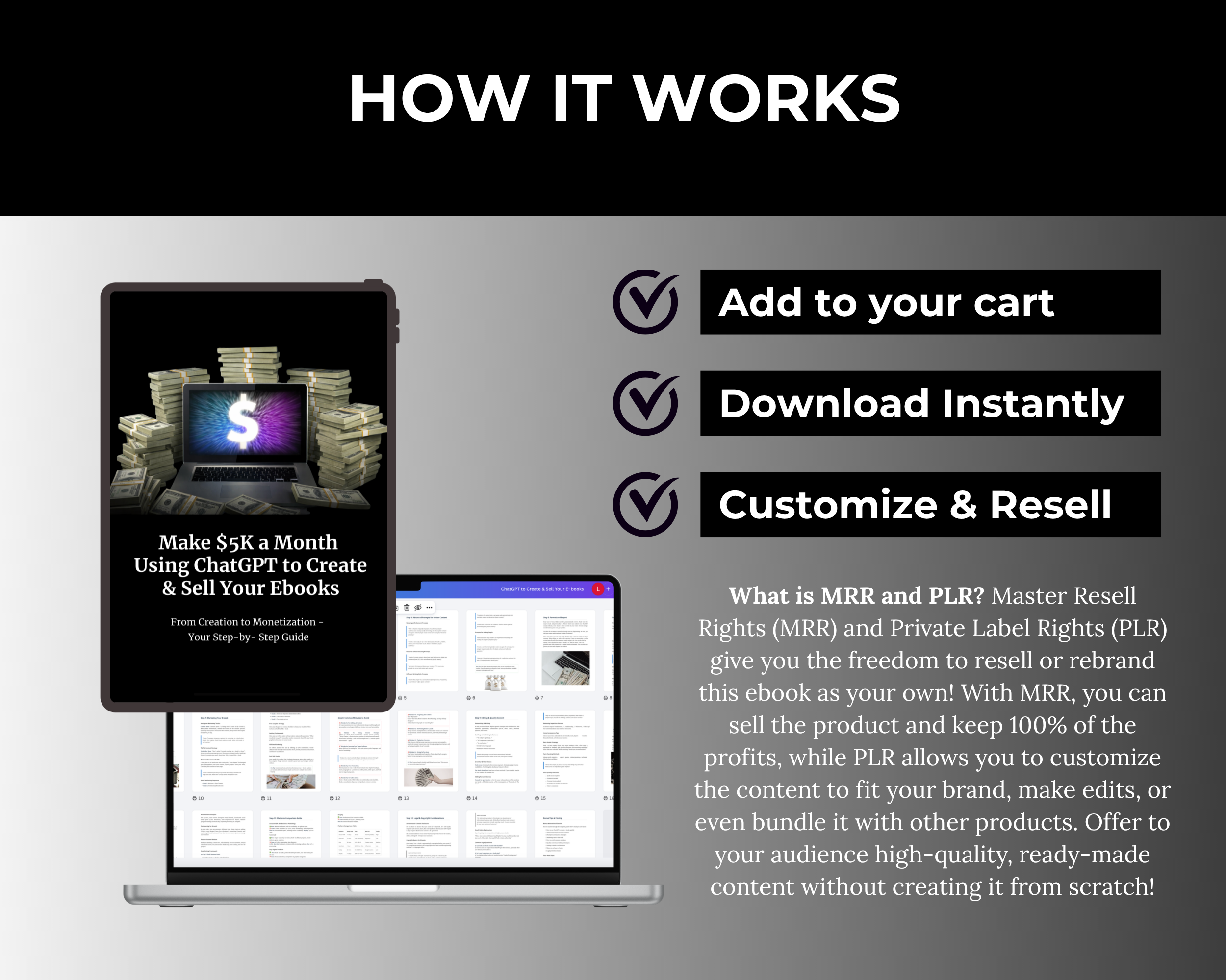 $5K a Month ChatGPT Ebooks Guide in Canva with PLR, MRR Rights