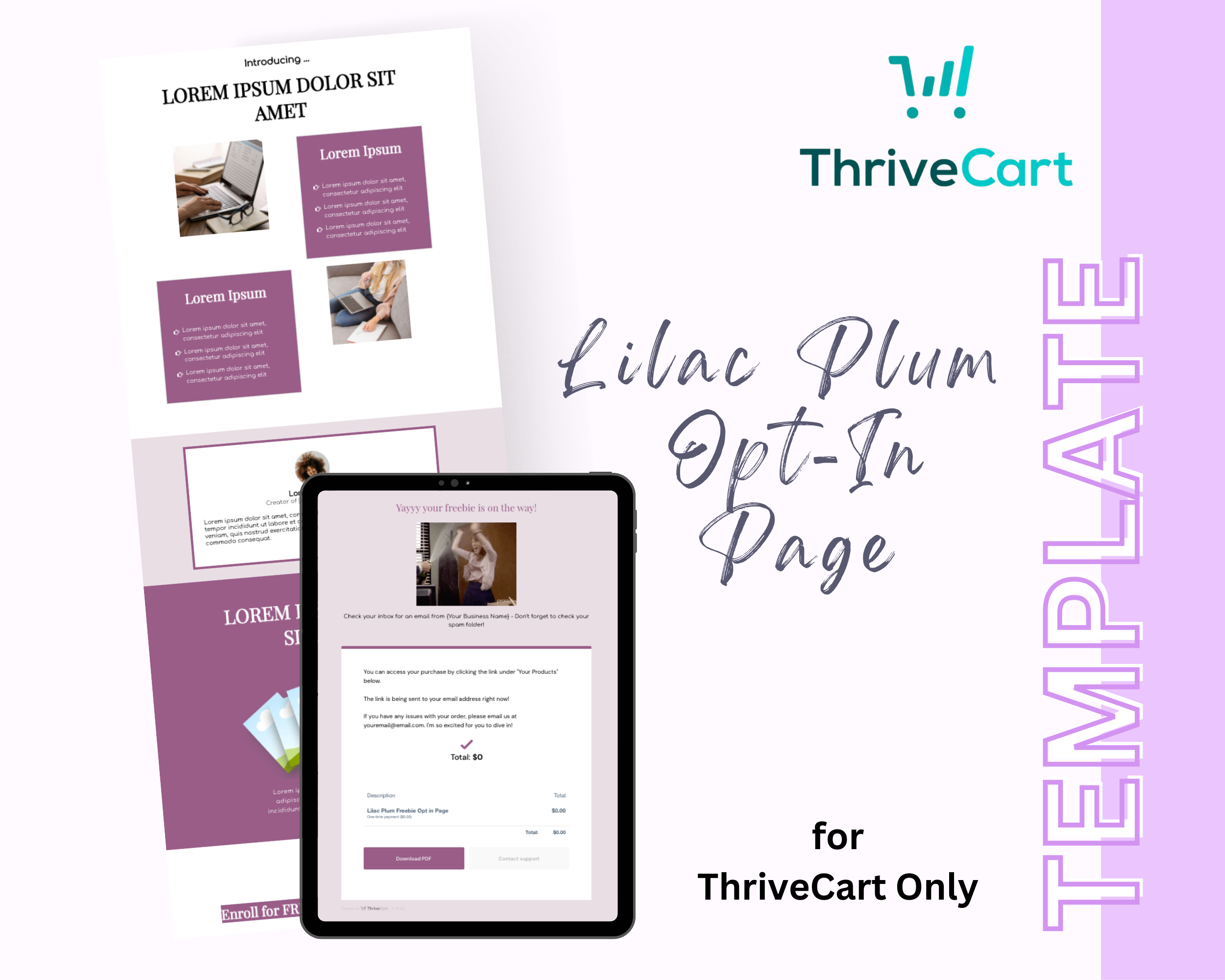 Lilac ThriveCart Opt-In Page Template