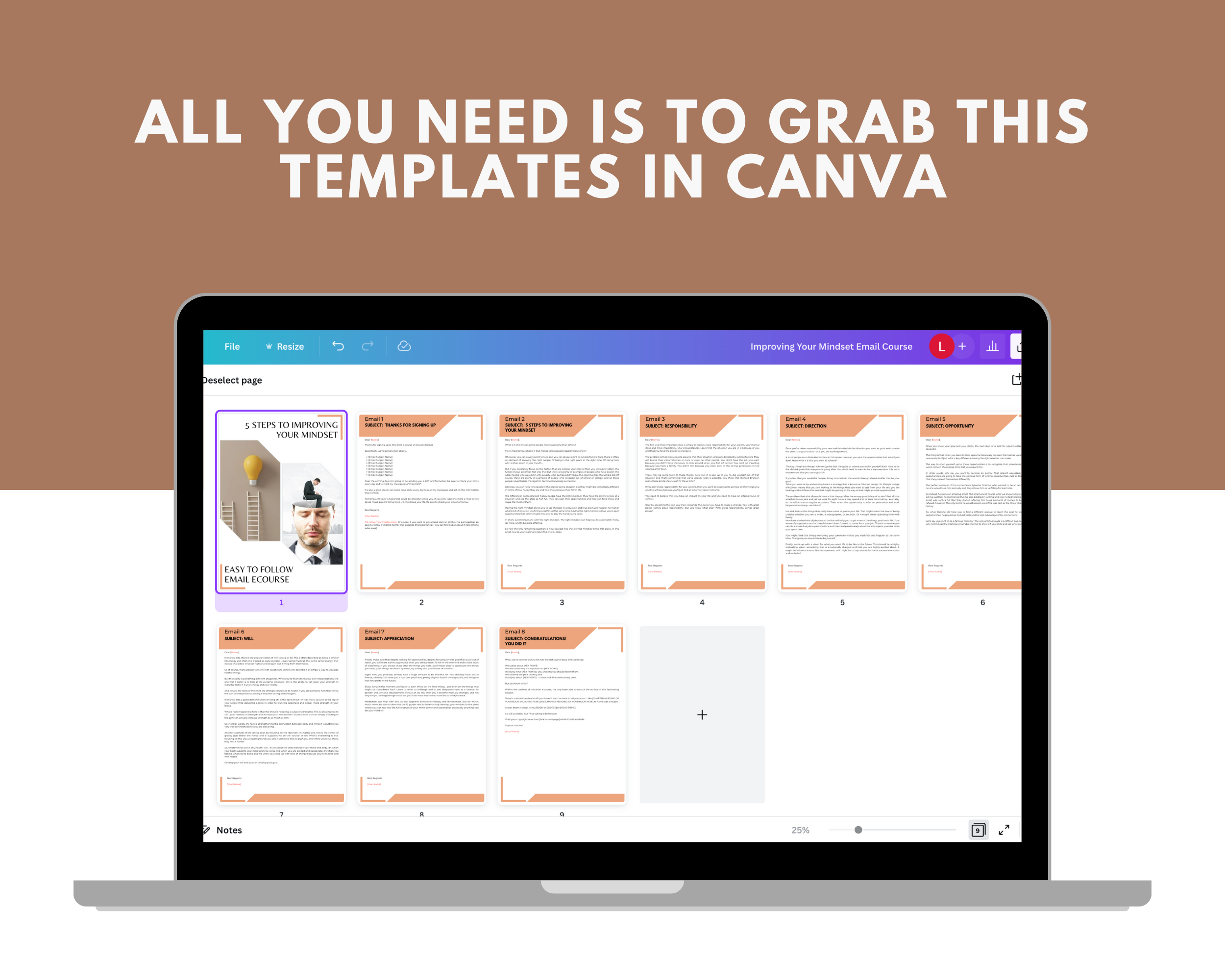 Editable 5 Steps To Improving Your Mindset Email Ecourse