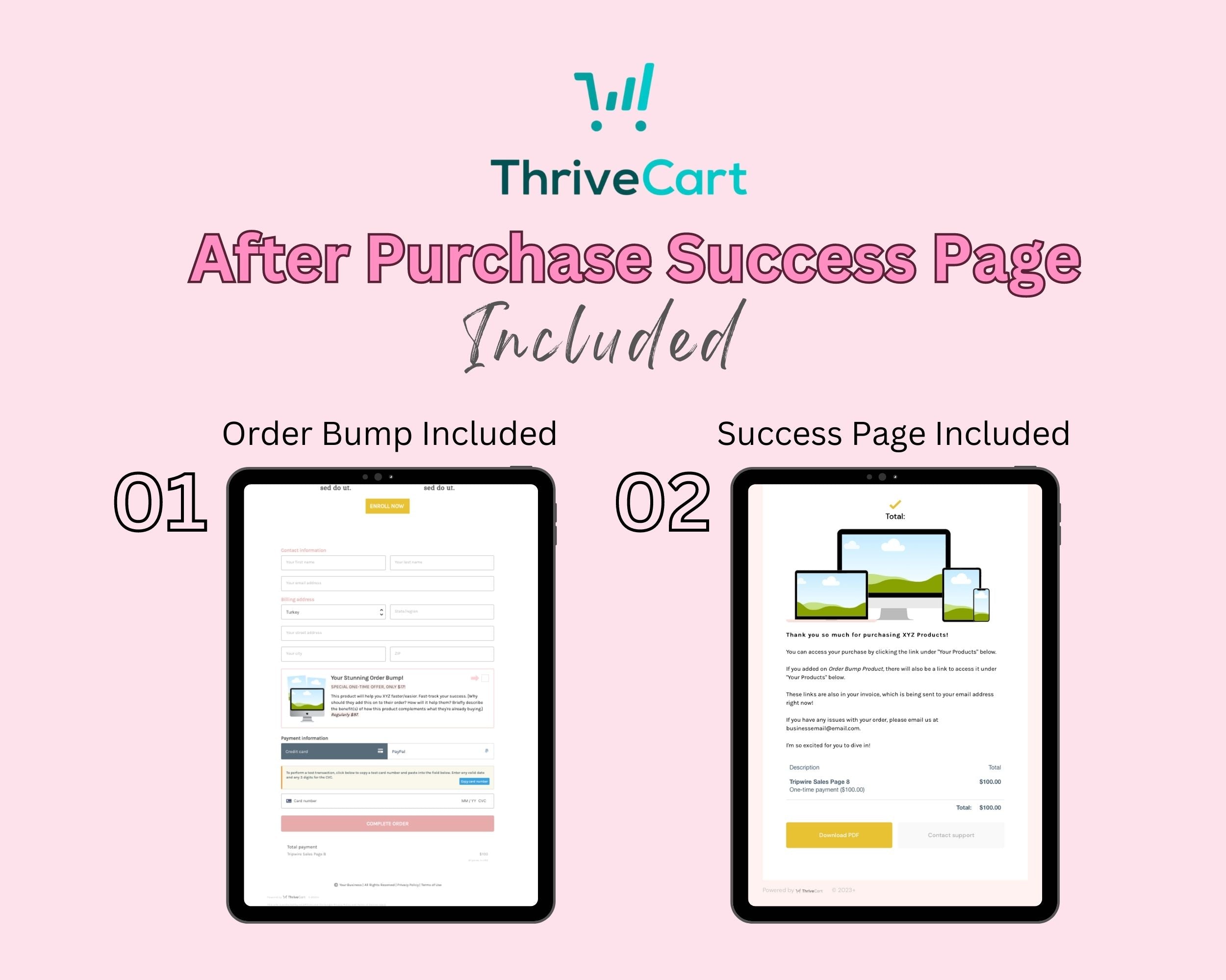 Pink and Gold Sales Page Template in ThriveCart