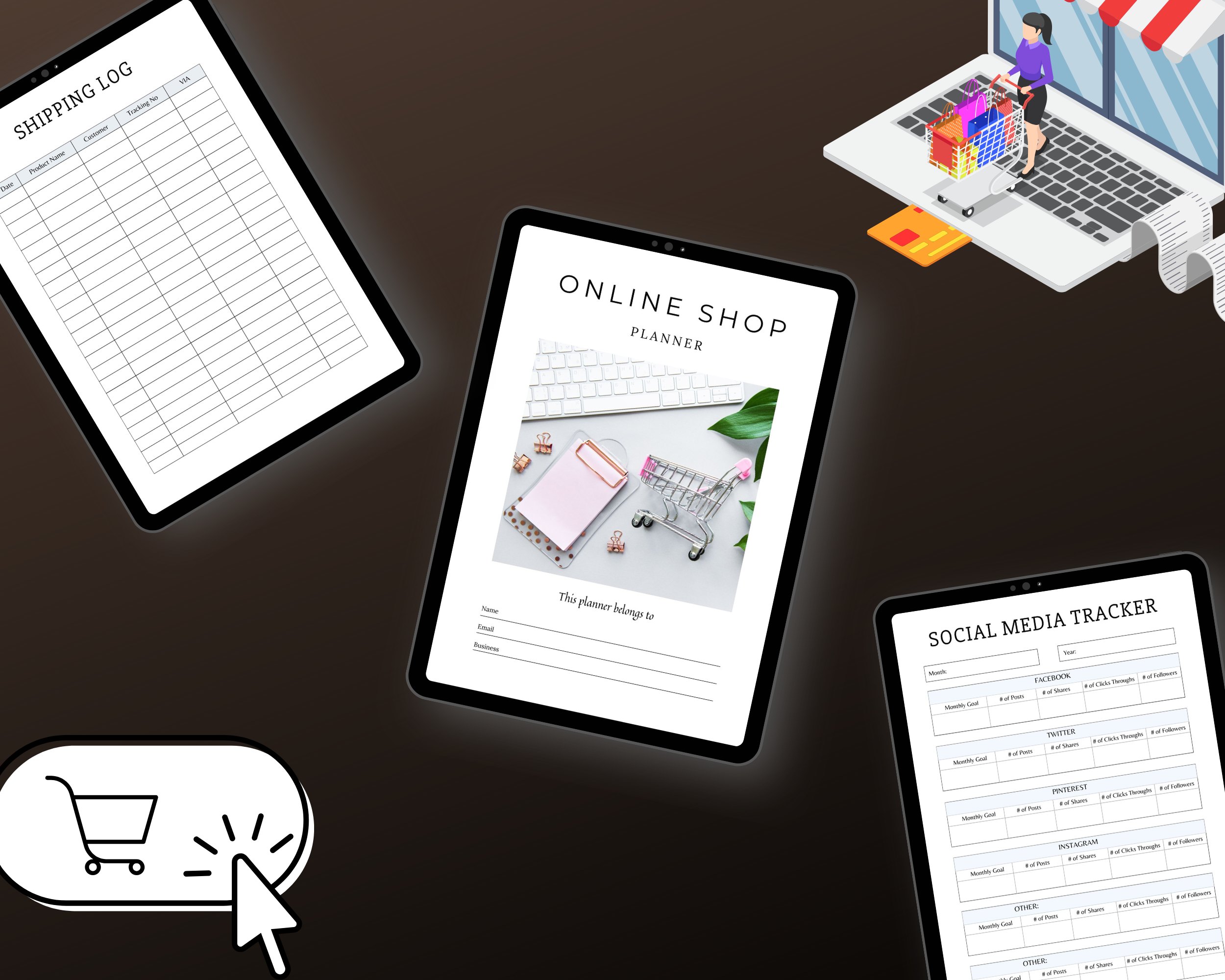 Editable Online Shop Planner Templates in Canva | Commercial Use