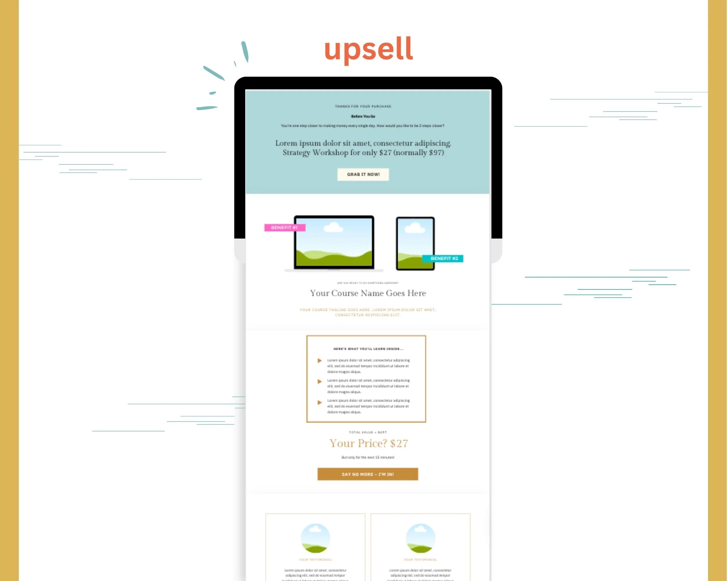 Green and Gold 2-Step Tripwire Sales Funnel in Canva