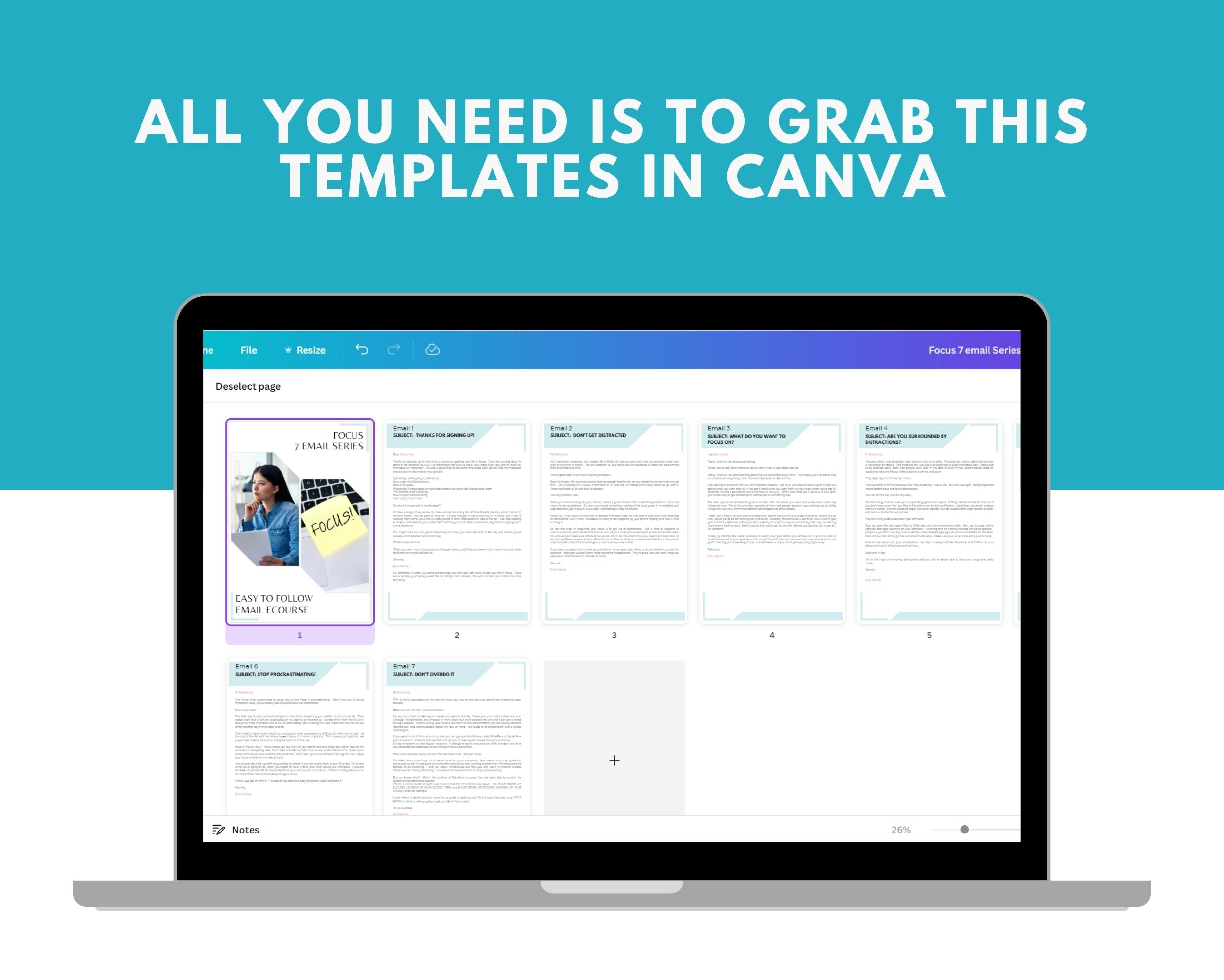 Focus 7 Day Emails | Email eCourse Template | Newsletter Template