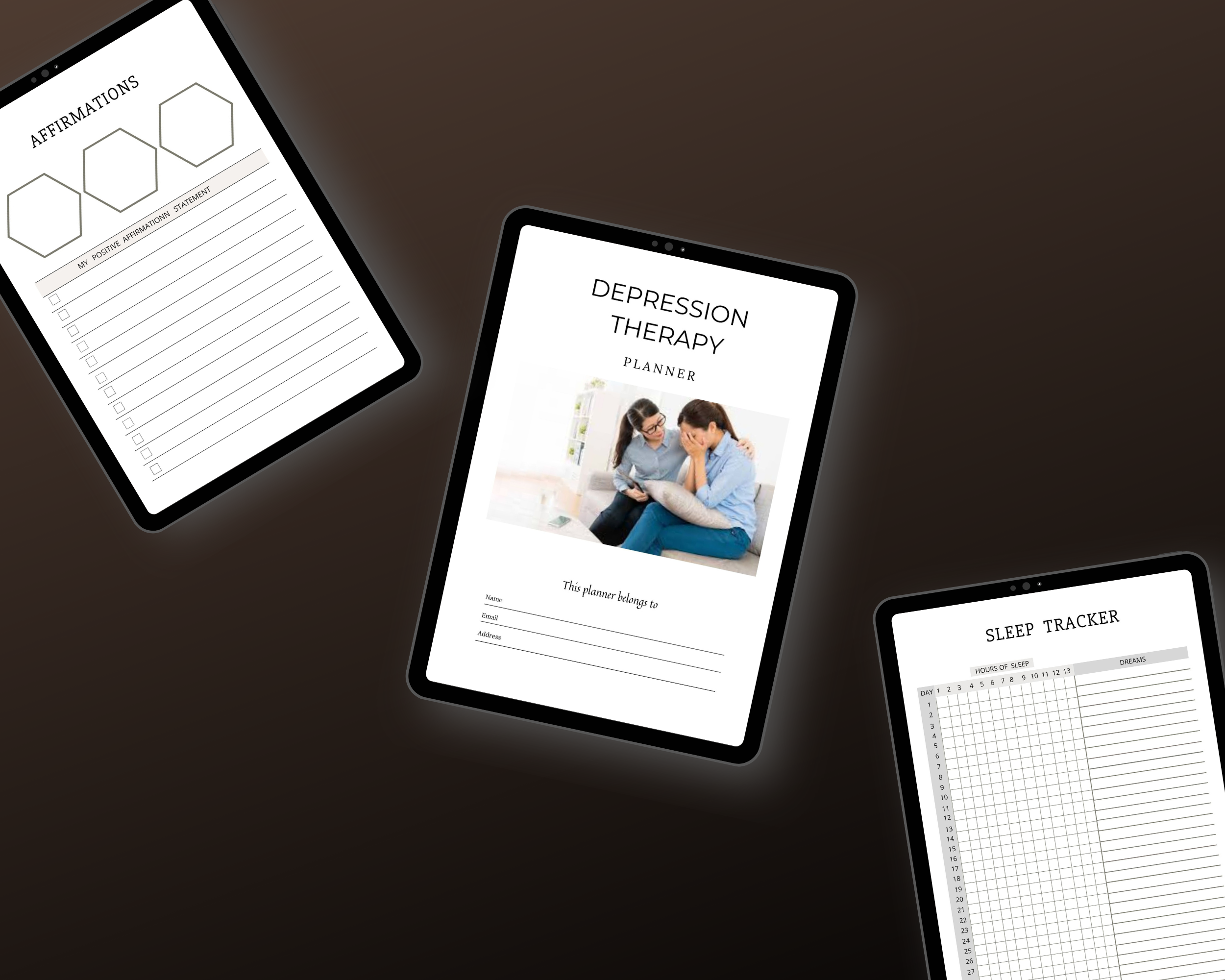 Editable Depression Therapy Planner in Canva | Commercial Use
