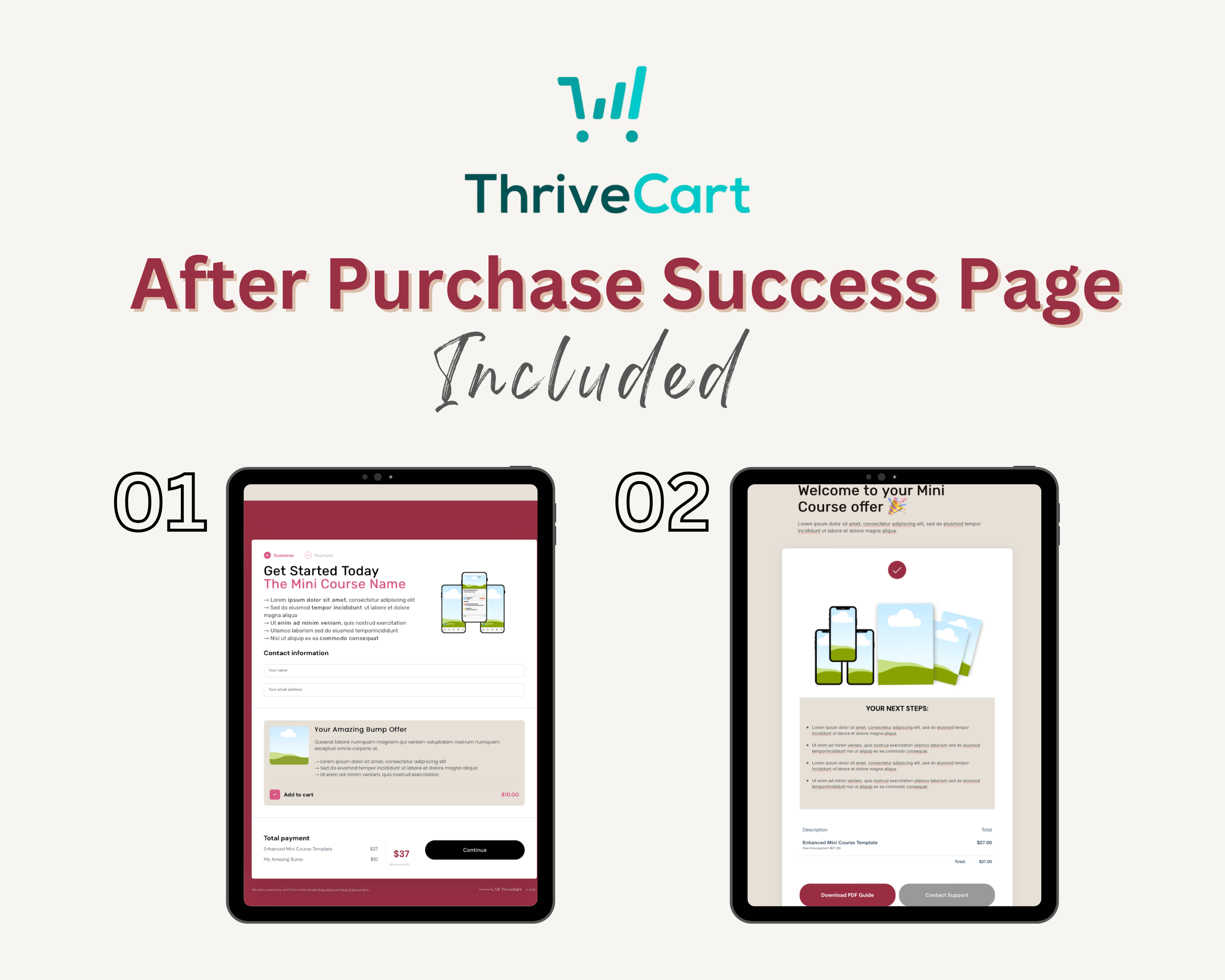 Mini Course Sales Page Template in ThriveCart