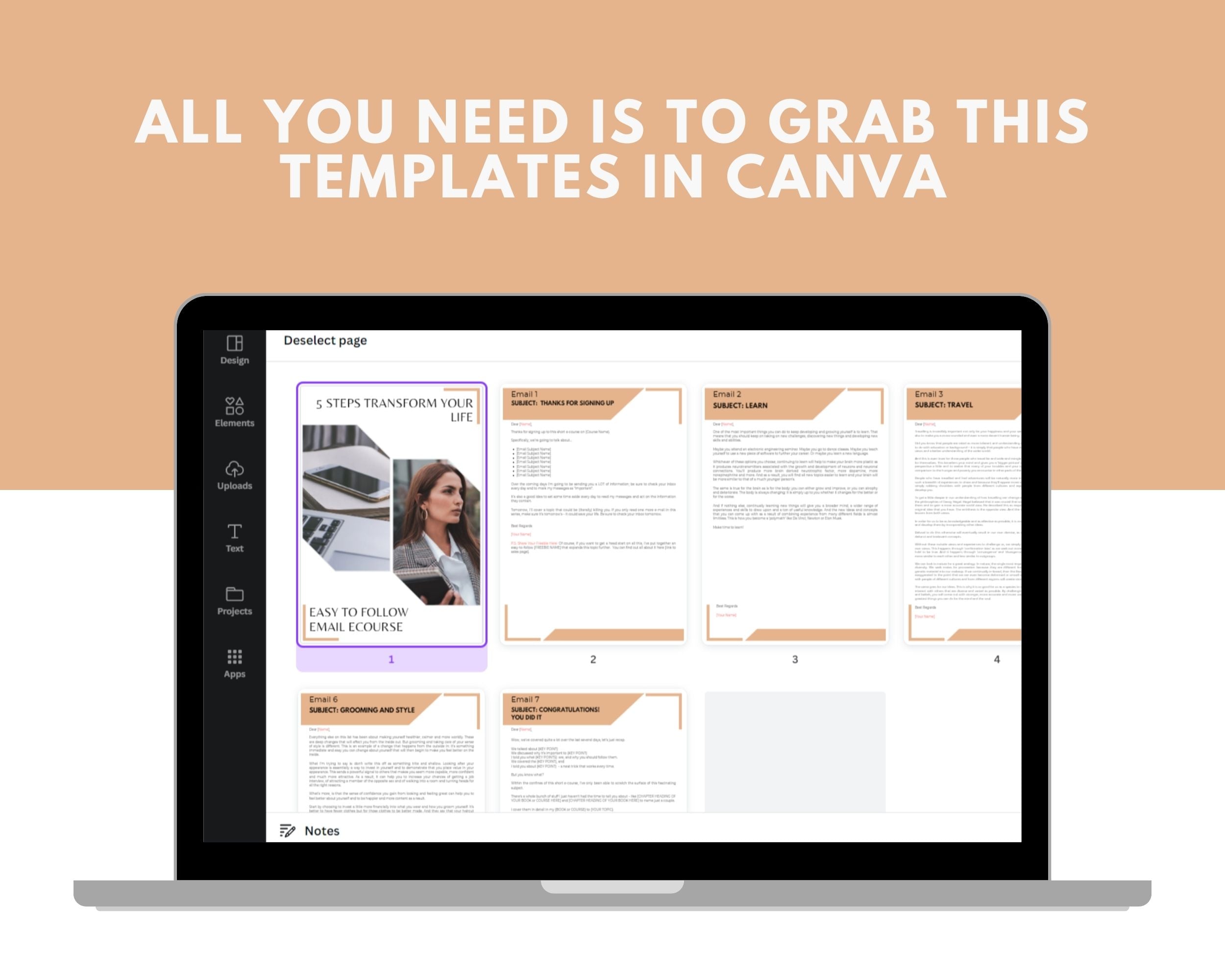 Editable 5 Steps Transform Your Life Emails | Rebrandable Newsletter Template