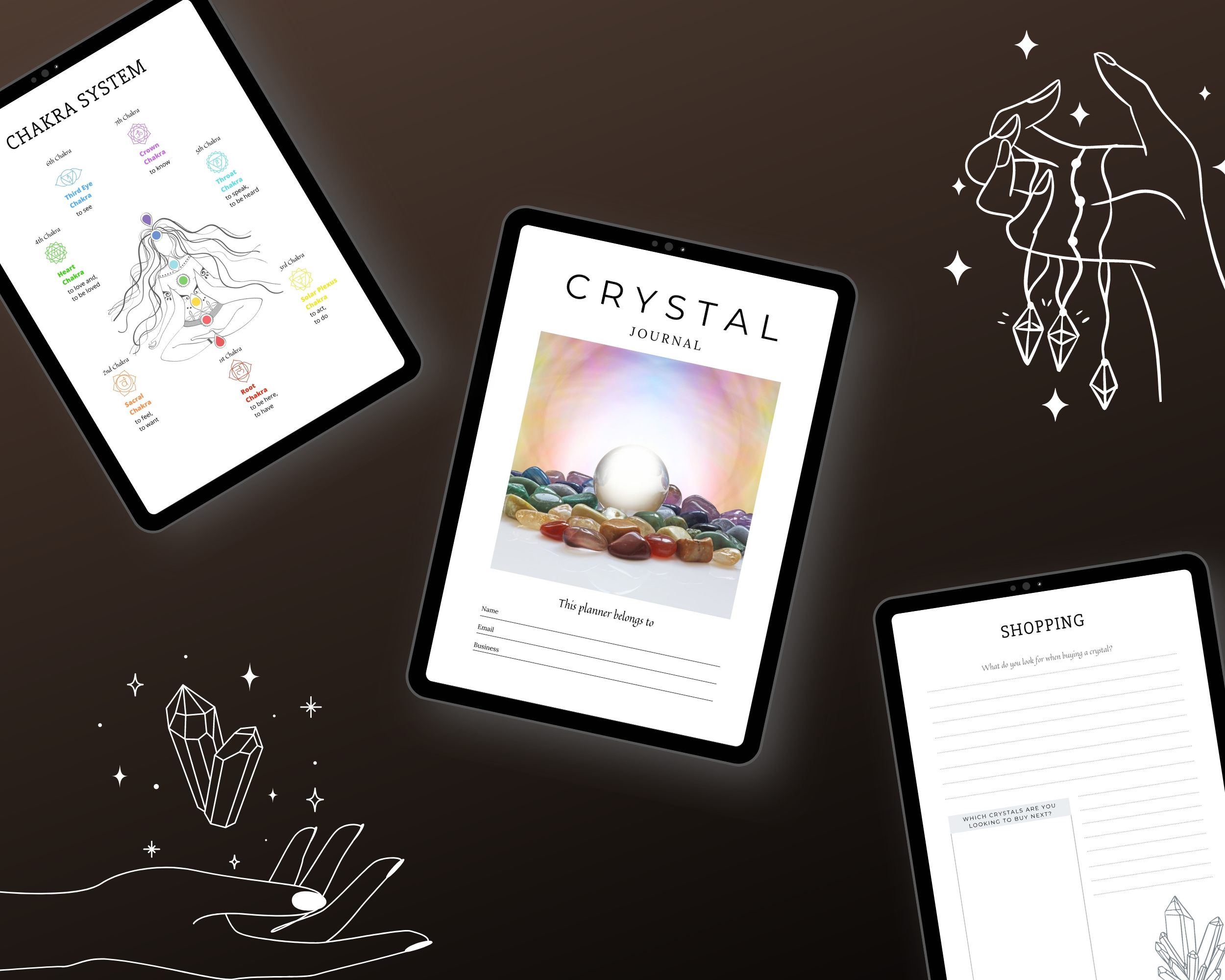 Editable Crystal Planner in Canva | Commercial Use