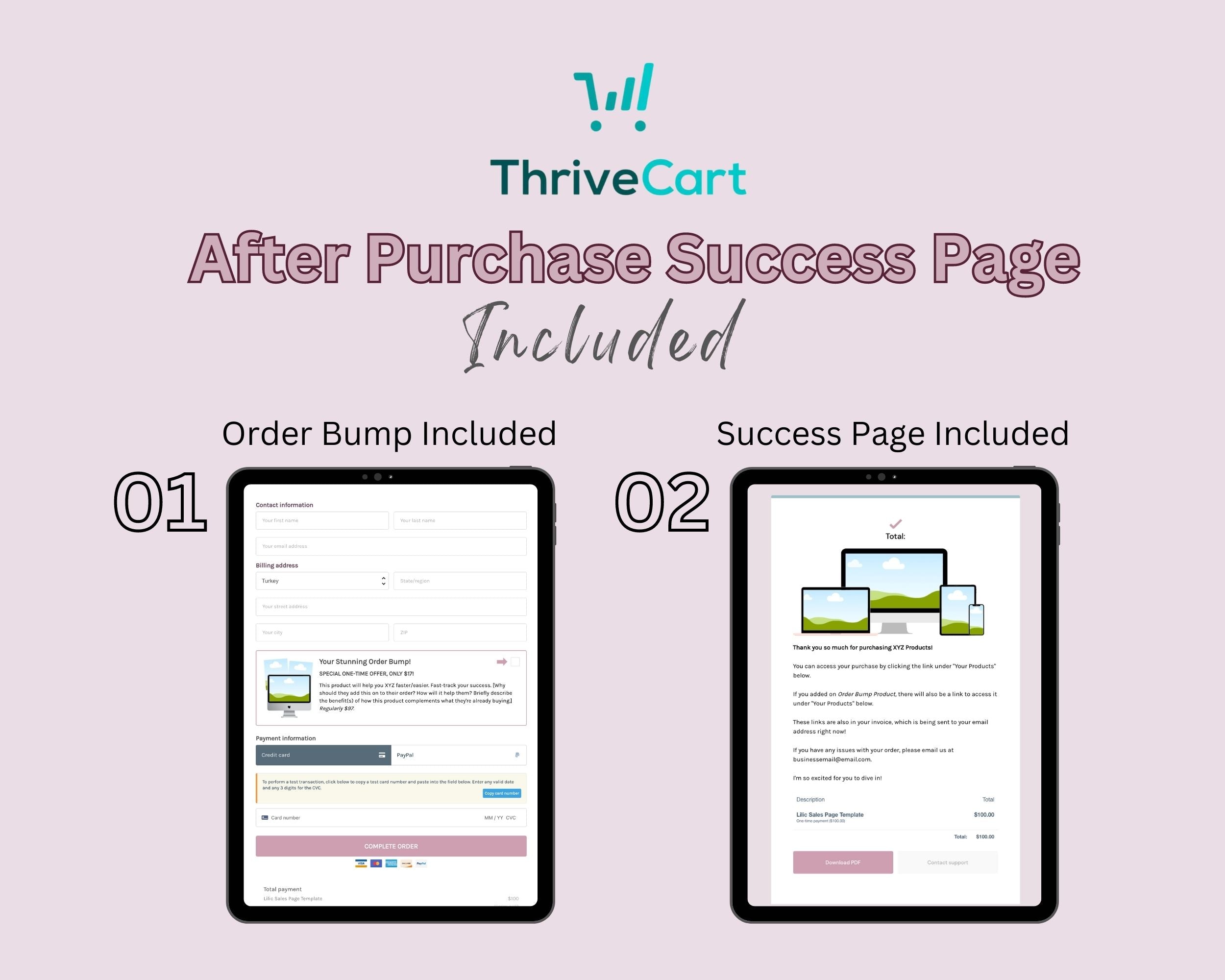 Lilac Sales Page Template in ThriveCart