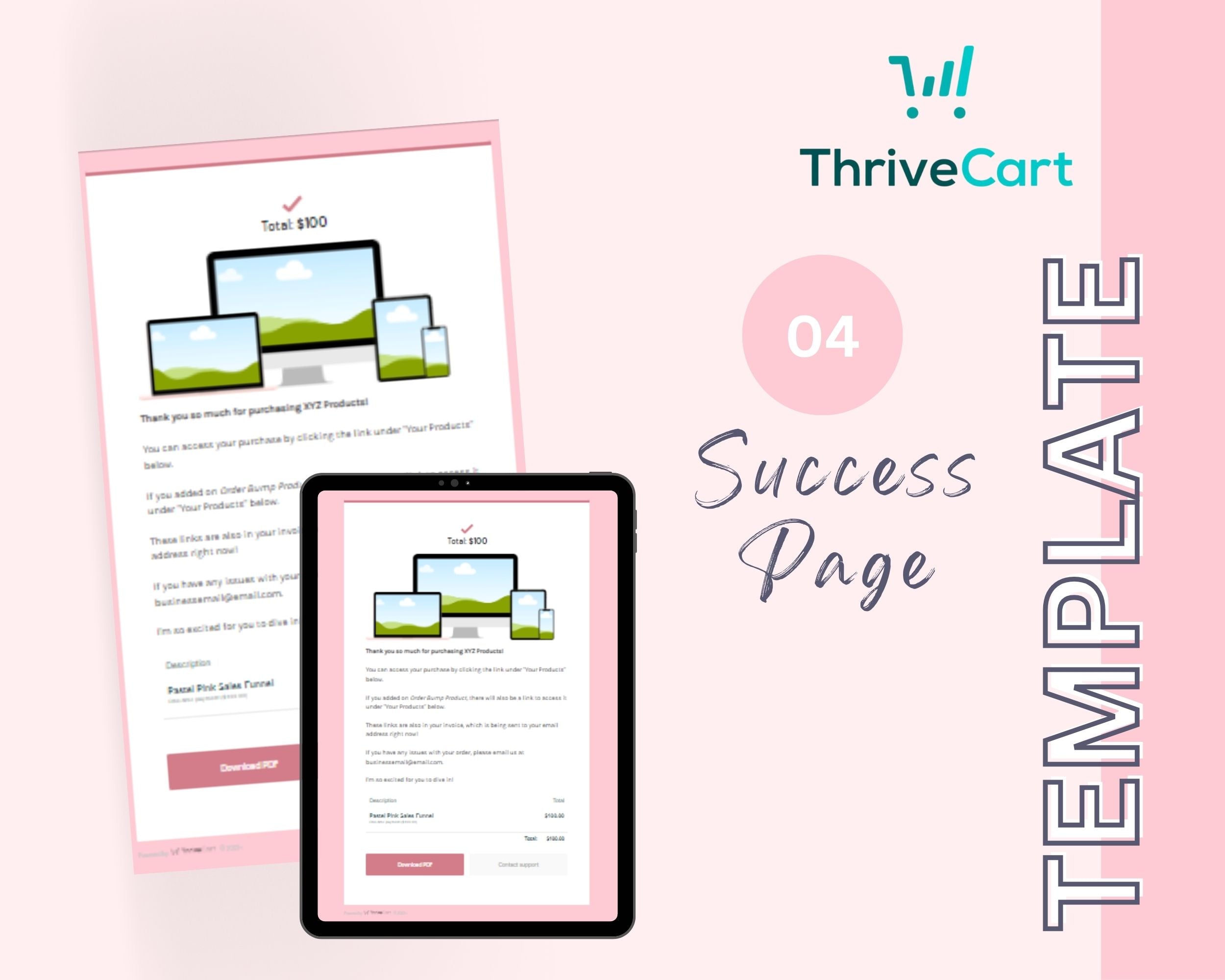Pastel Pink ThriveCart 4-Page Sales Funnel Template