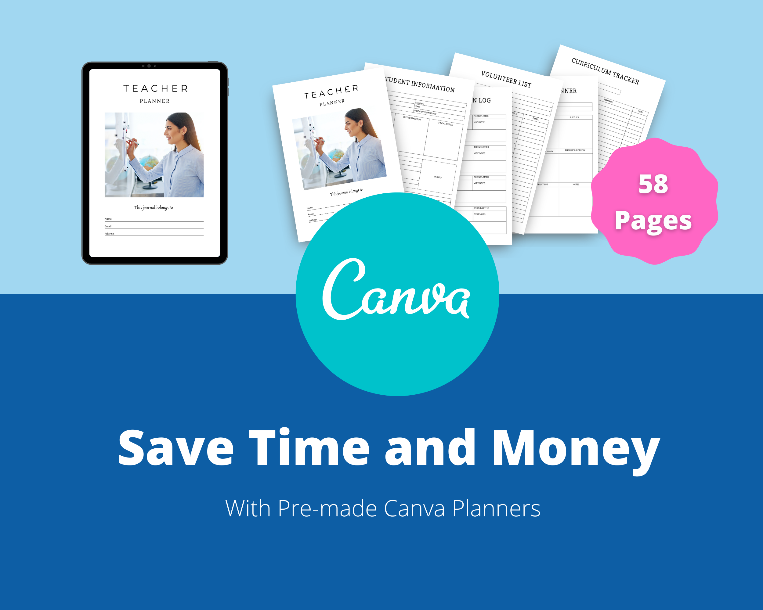 BUNDLE of 9 Academic Planner in Canva | Customizable | Editable Canva Templates | Commercial Use | Academic Planners