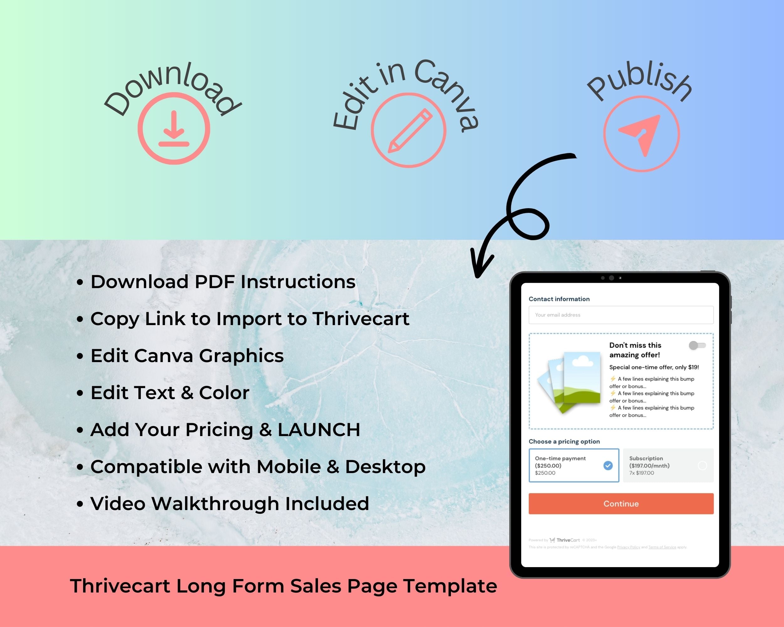 Ocean Coaching Sales Page Template in Thrivecart