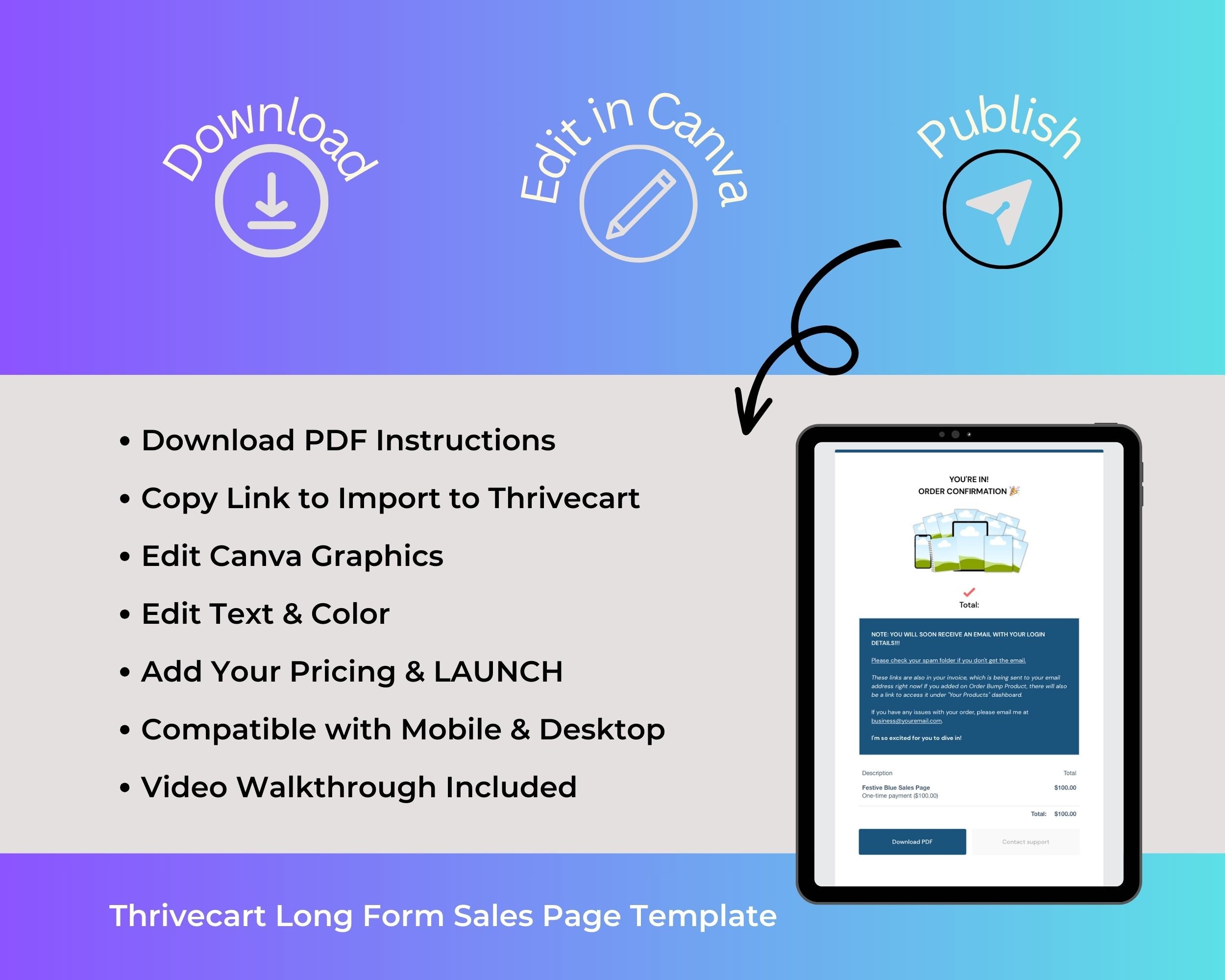 Animated New Year Sales Page Template in ThriveCart